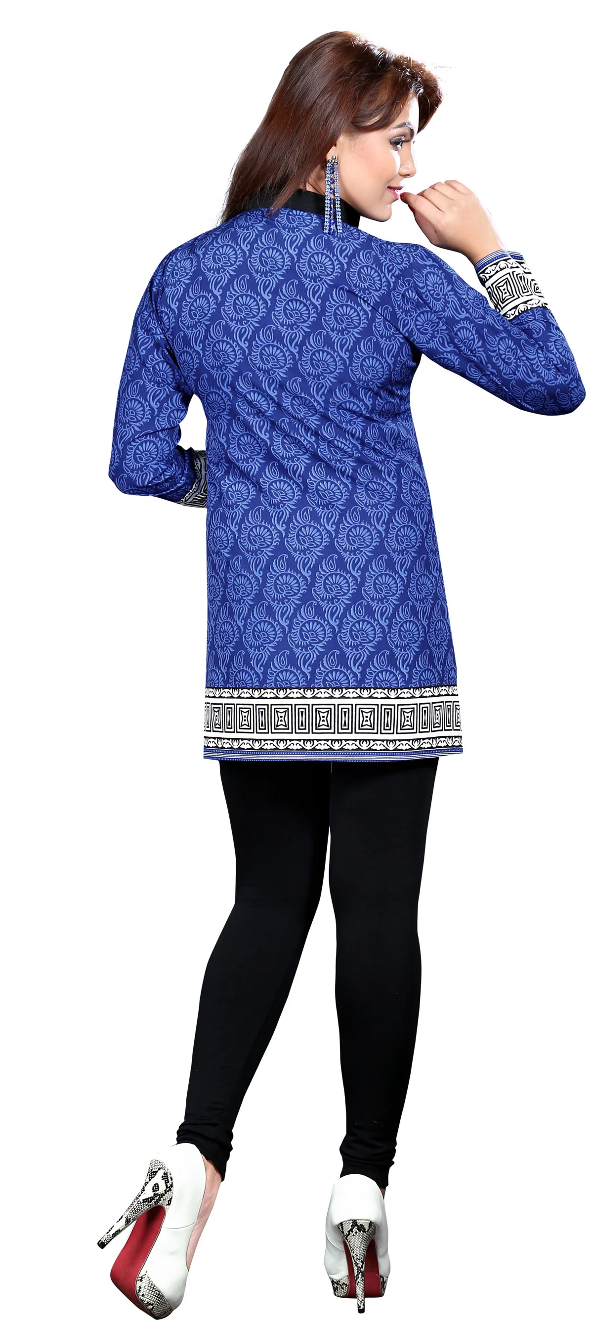 Elegant Blue India Kurta Online - Stylish Short Kurti for Women - Image 2