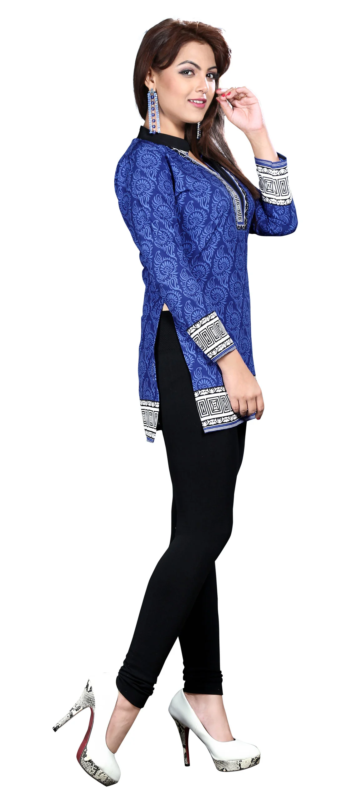 Elegant Blue India Kurta Online - Stylish Short Kurti for Women - Image 4