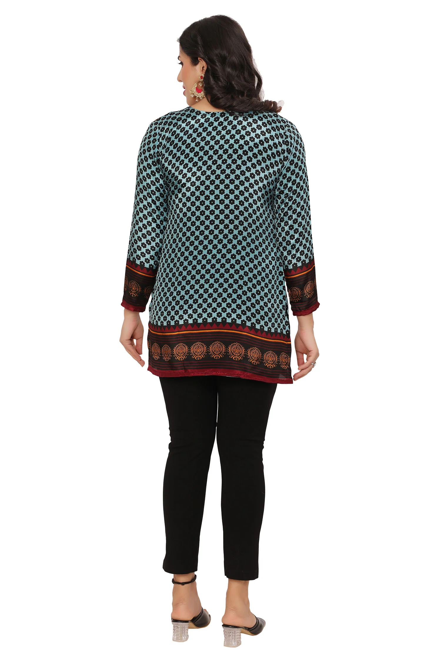 Elegant Blue Ladies Short Kurti - Trendy Indian Ethnic Wear - Image 2