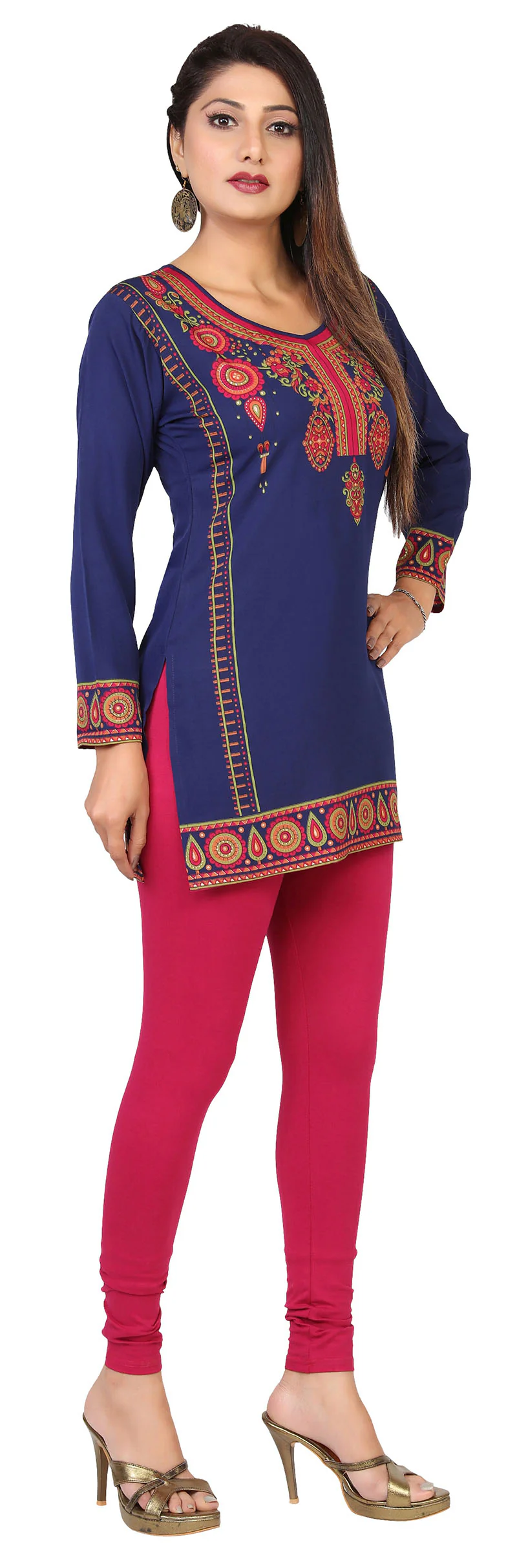 Elegant Blue Printed Indian Clothing Tunic - Stylish Kurti Top for Women - Image 5