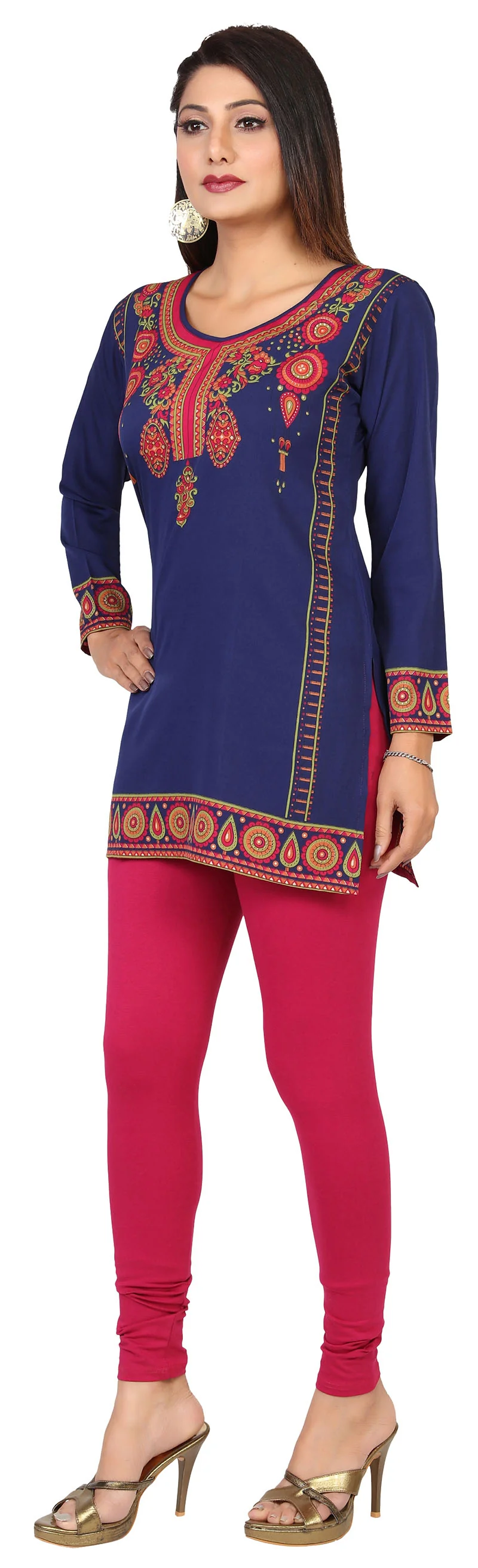Elegant Blue Printed Indian Clothing Tunic - Stylish Kurti Top for Women - Image 6
