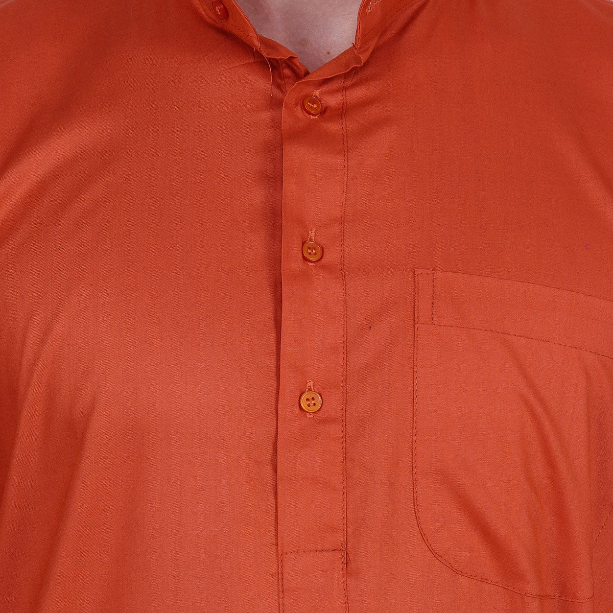 Elegant Cotton Men's Long Kurta India Clothing (Orange) - Image 4