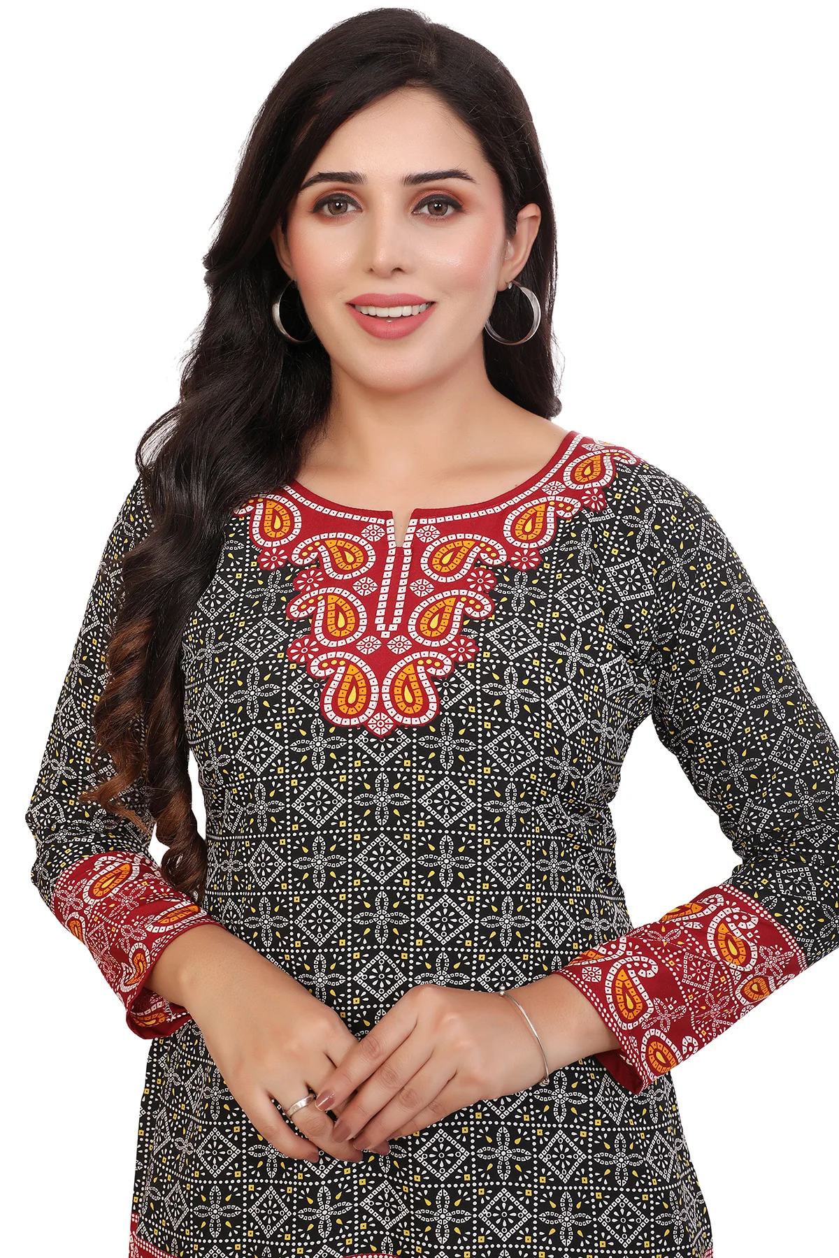 Elegant Fashion Kurti India - Black Short Kurti for Women - Image 5