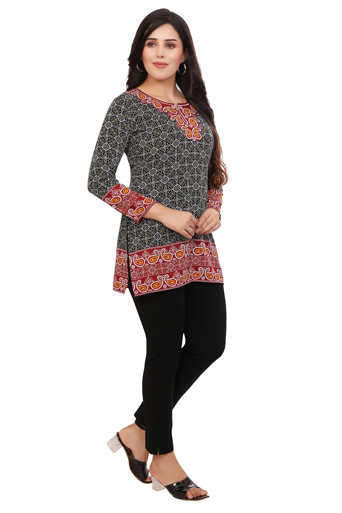 Elegant Fashion Kurti India - Black Short Kurti for Women - Image 6