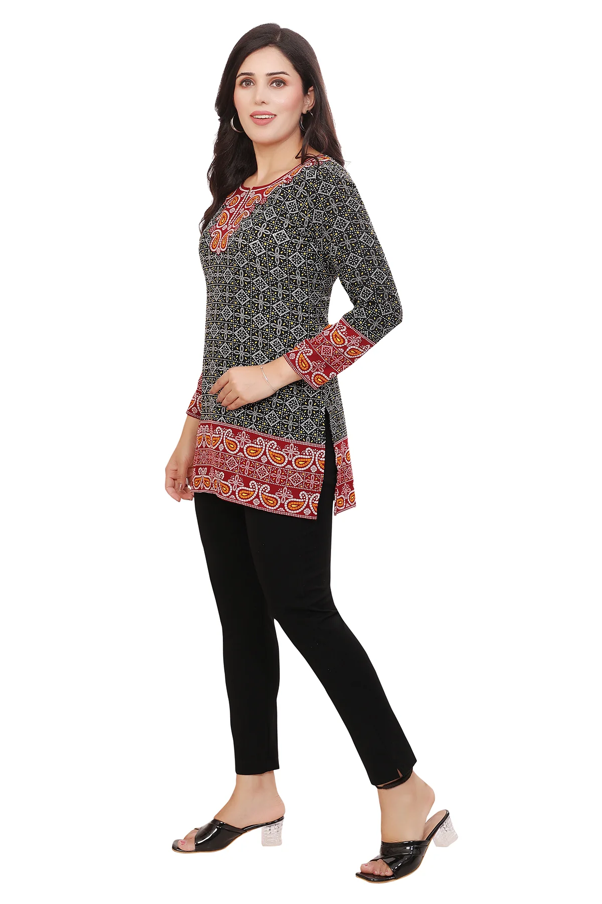 Elegant Fashion Kurti India - Black Short Kurti for Women - Image 7