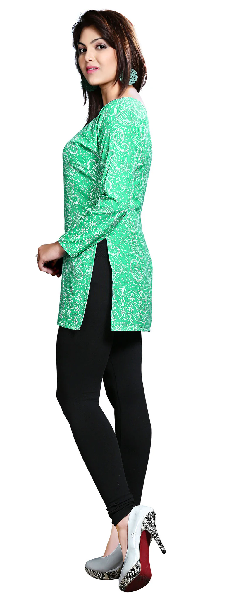 Elegant Green Indian Kurta for Women – Stylish Short Kurti - Image 3