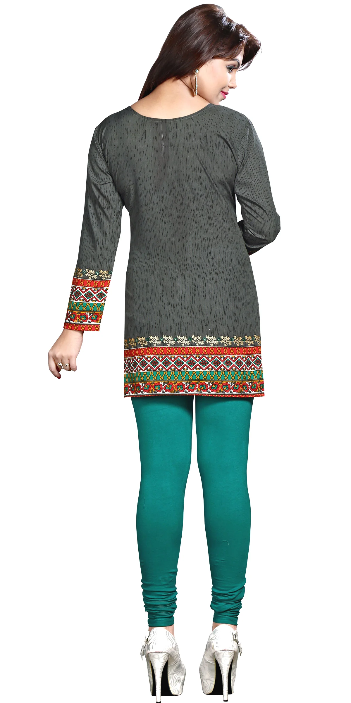 Elegant Grey Indian Kurti Tops - Stylish Short Kurti for Women - Image 2