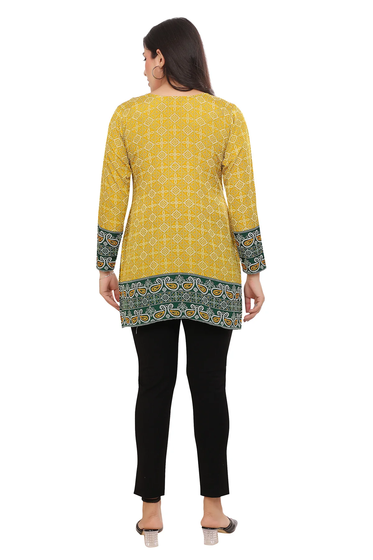 Elegant Indian Ethnic Kurta - Gold Short Kurti for Women - Image 2