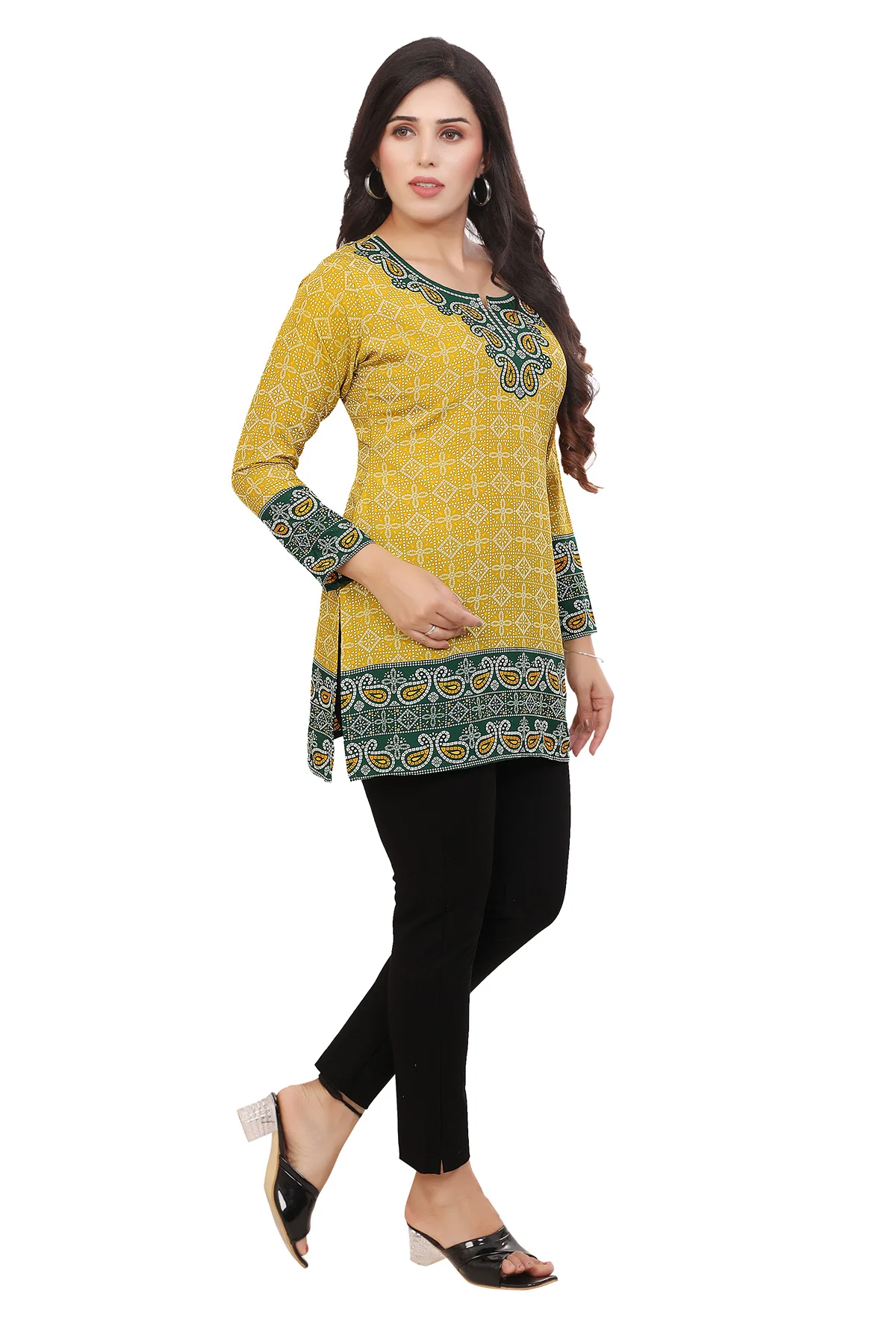 Elegant Indian Ethnic Kurta - Gold Short Kurti for Women - Image 6