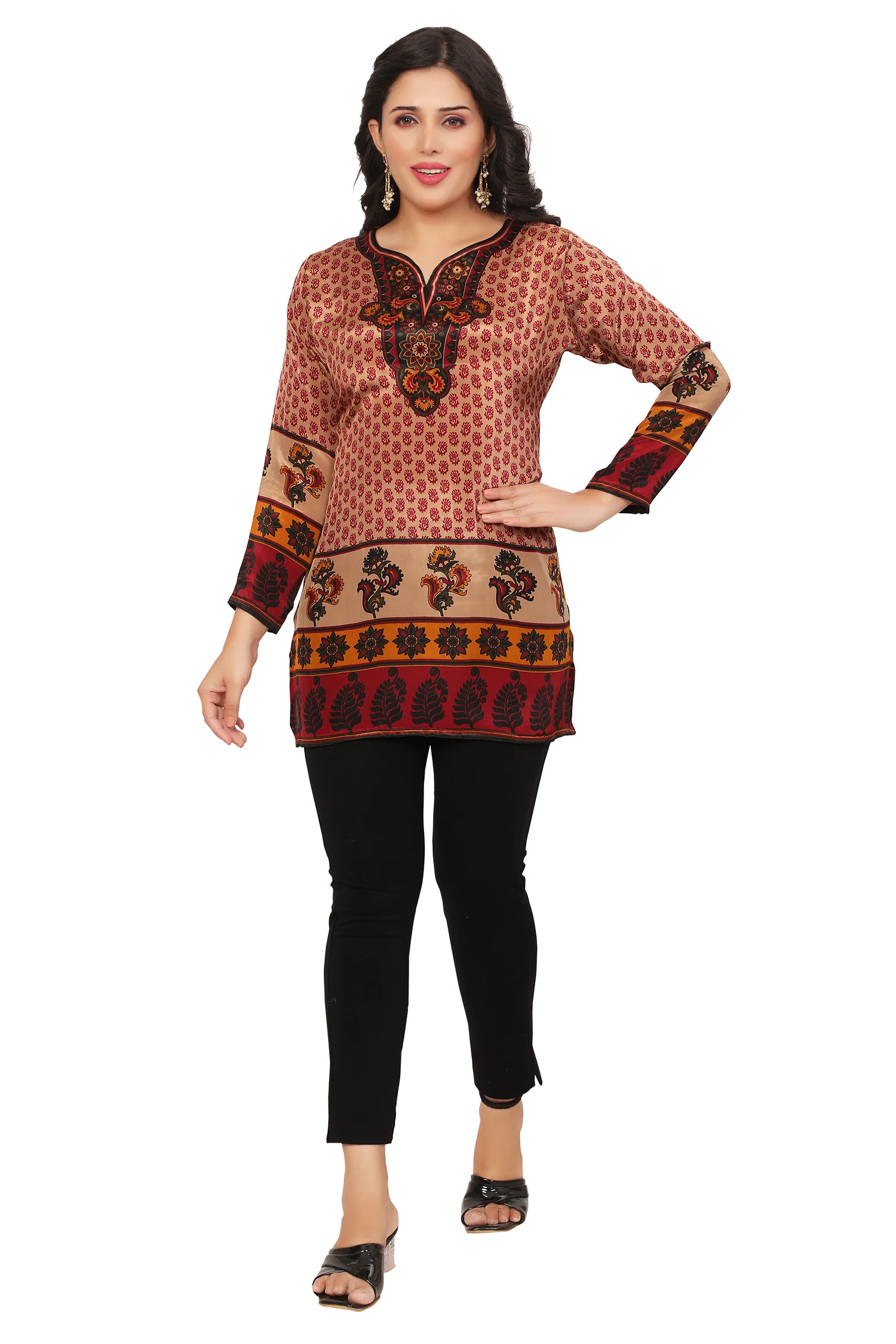 Elegant Indian Kurtis Ethnic Wear for Women (Maroon) - Image 4