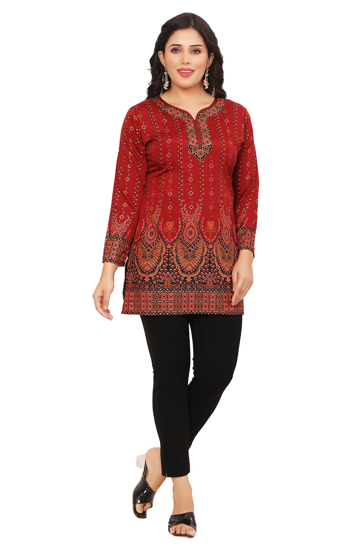Elegant Maroon Short Kurta for Women - Blend of Classical and Style - Image 4