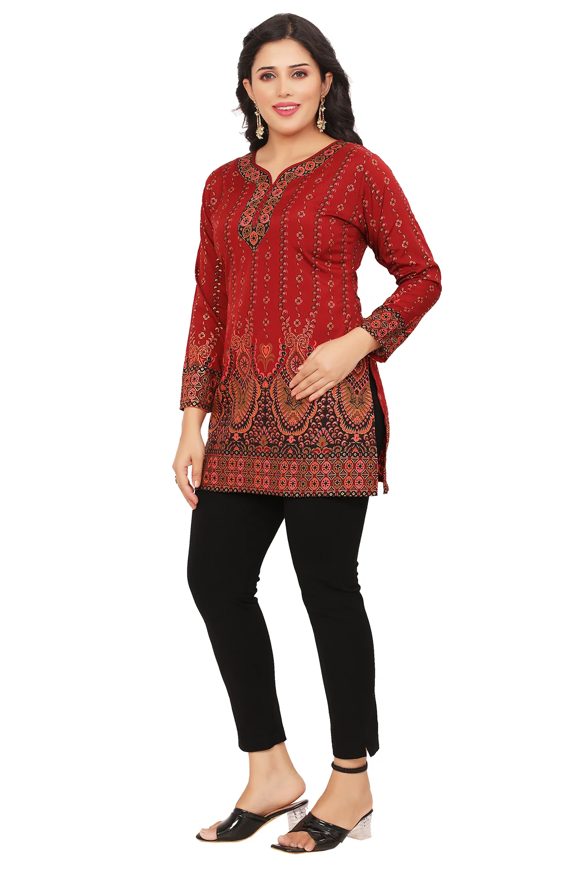 Elegant Maroon Short Kurta for Women - Blend of Classical and Style - Image 5