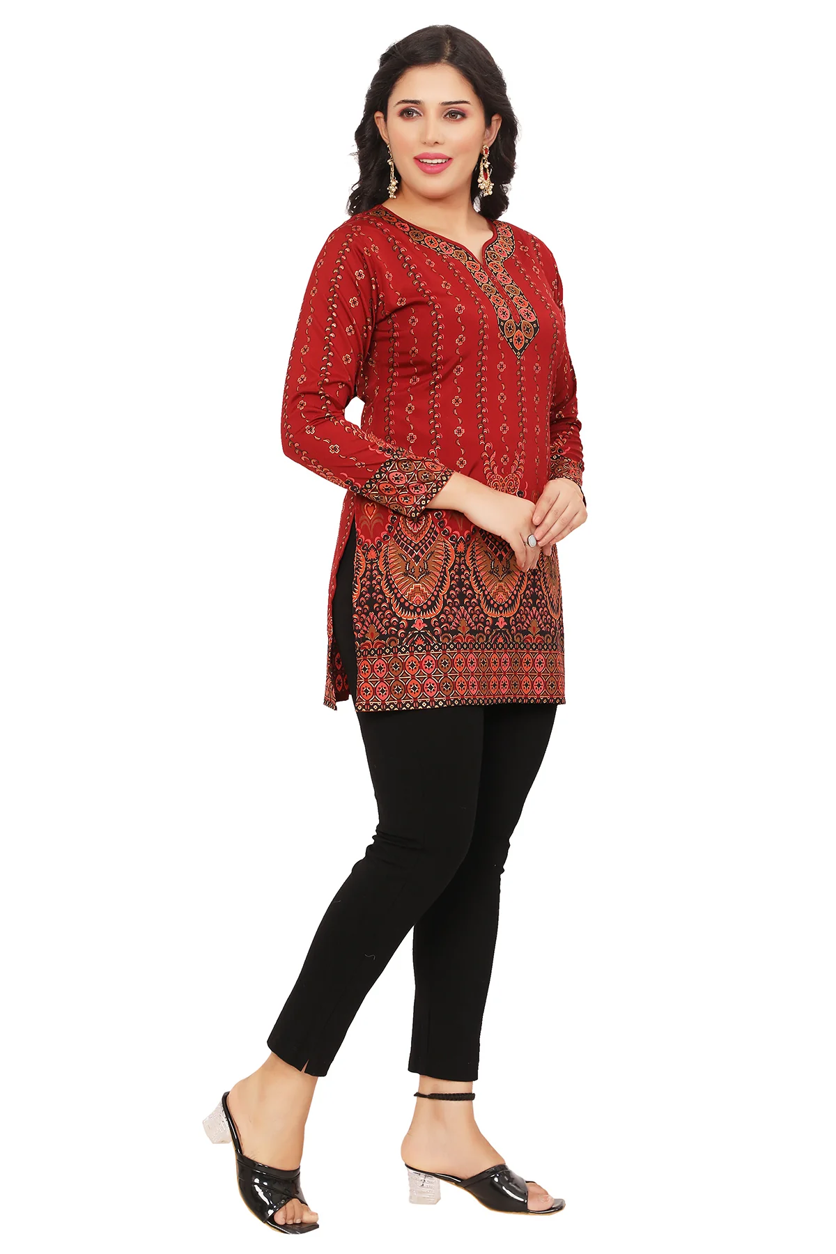 Elegant Maroon Short Kurta for Women - Blend of Classical and Style - Image 6
