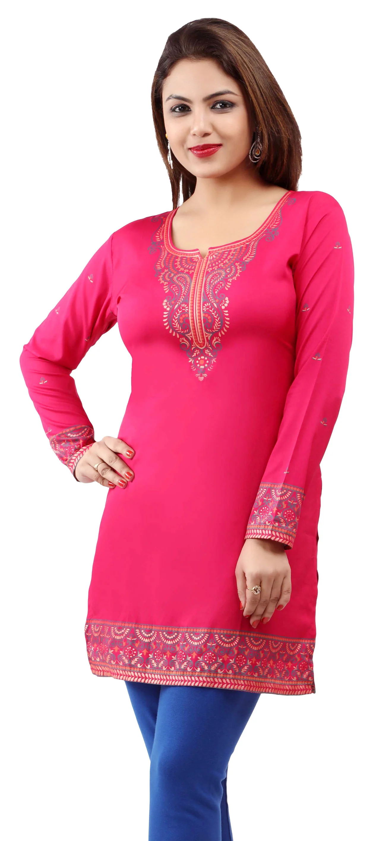 Elegant Pink Tunic for Women - Indian Style Ethnic Tops - Image 4