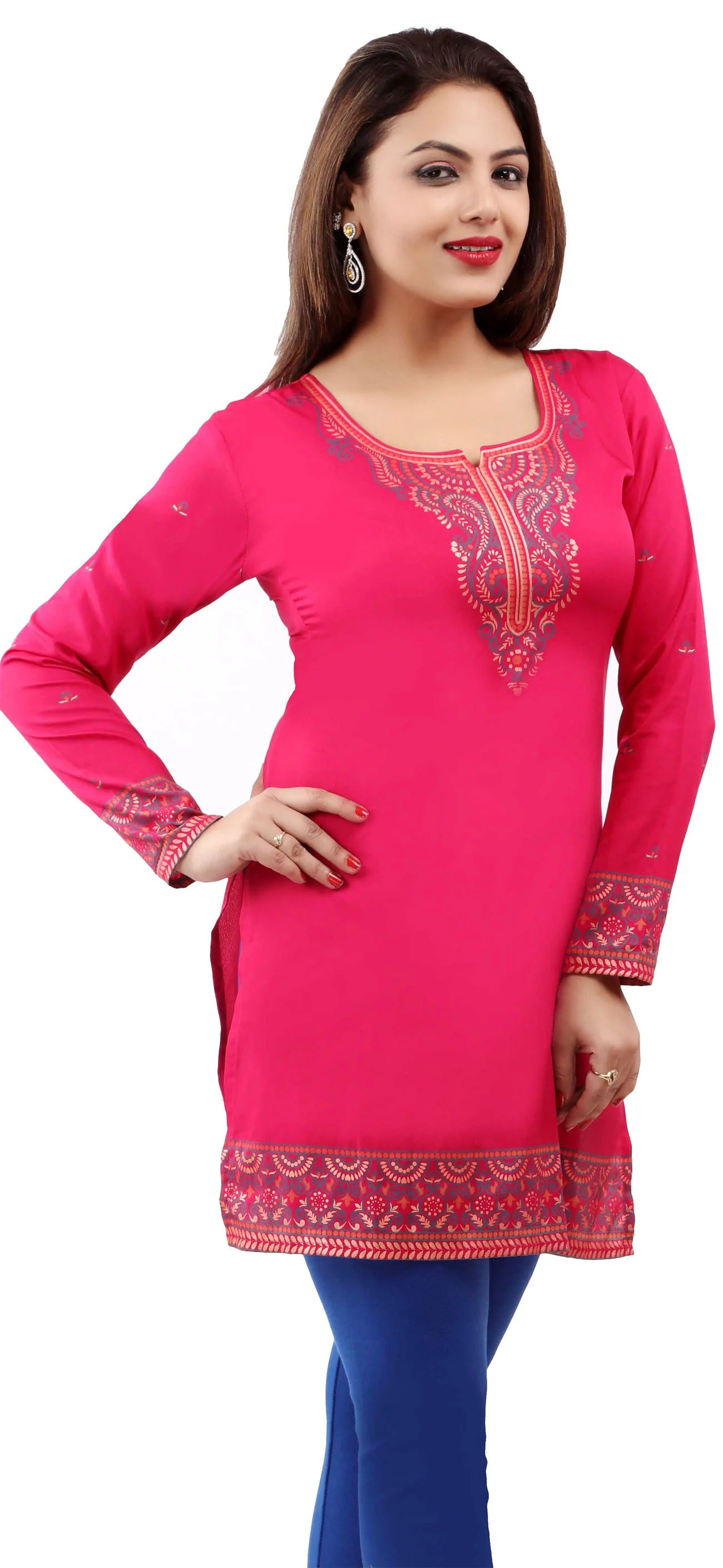 Elegant Pink Tunic for Women - Indian Style Ethnic Tops - Image 5