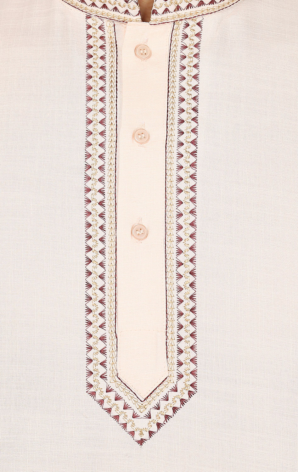 Embroidered Cotton Mens Short Kurta Shirt Indian Clothes (Beige) - Image 5