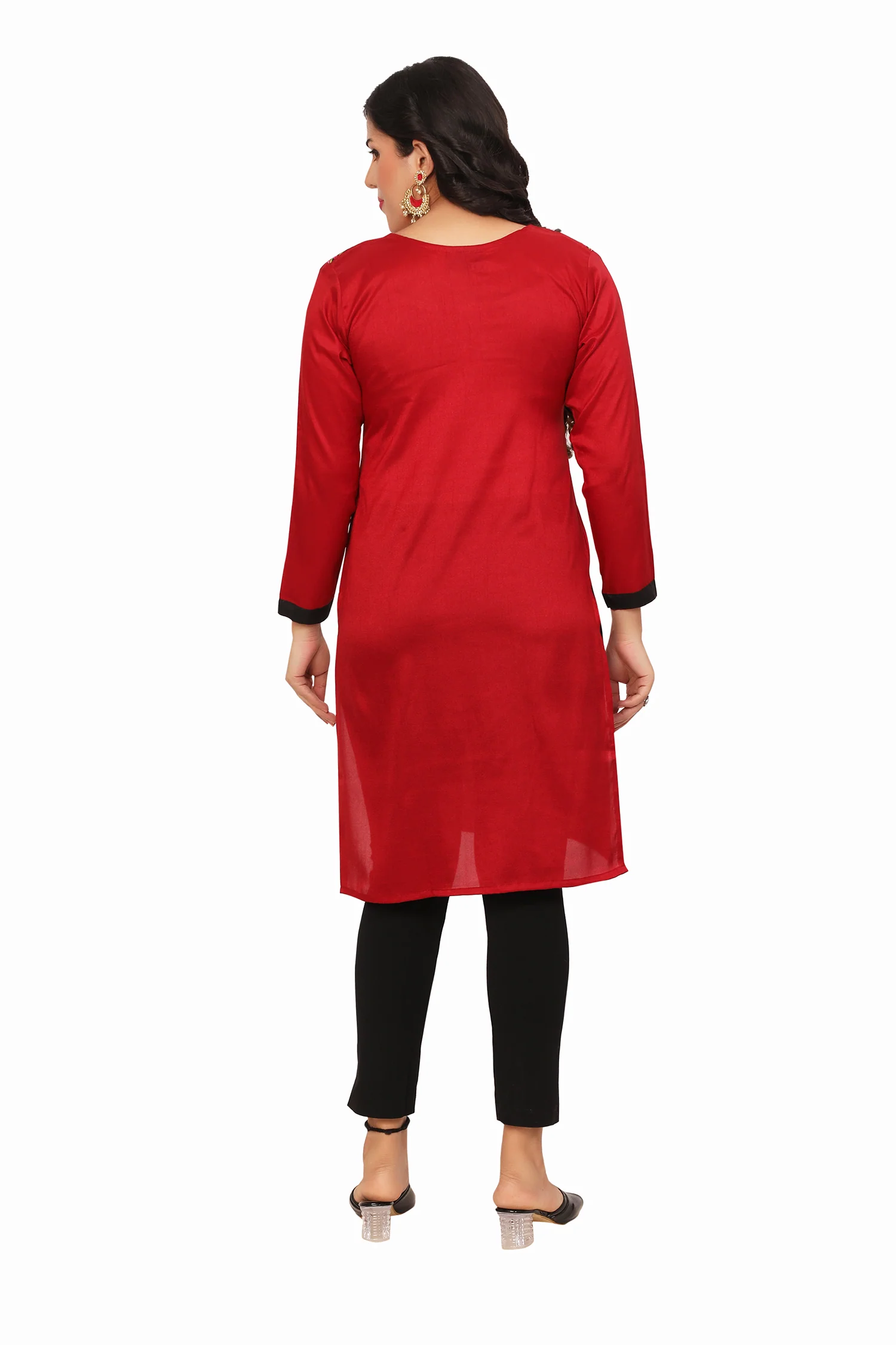 Exquisite Red Short Kurti for Women - Buy Indian Kurtis Online - Image 2