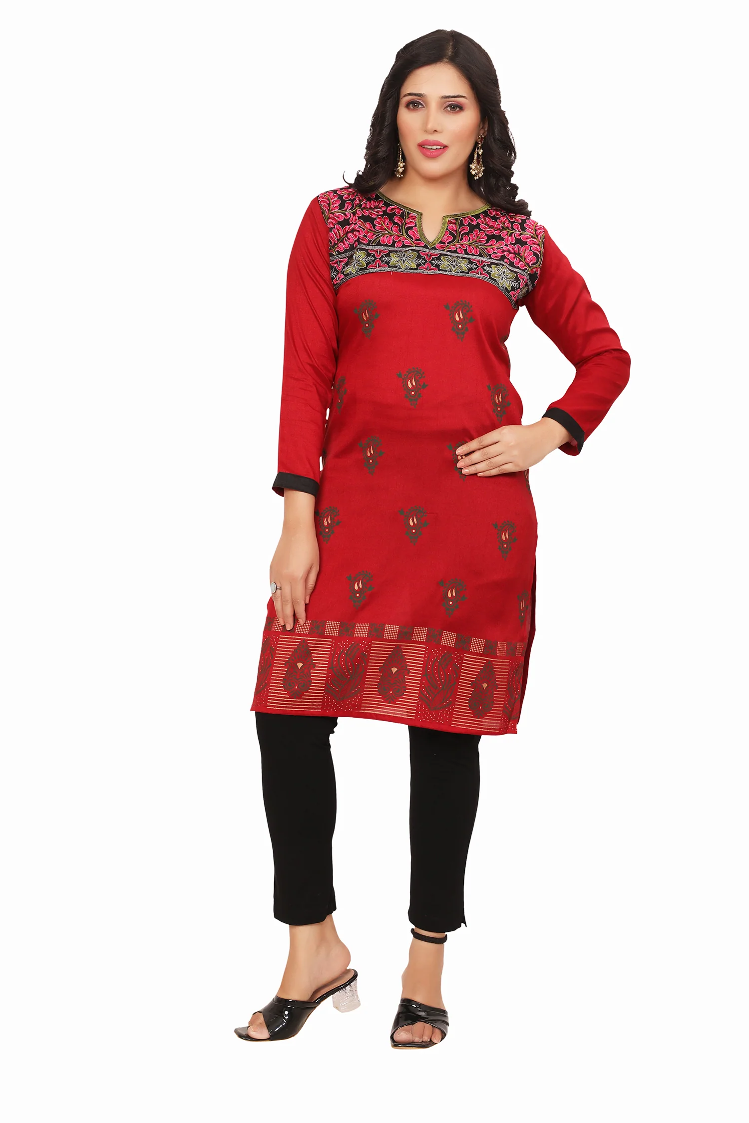 Exquisite Red Short Kurti for Women - Buy Indian Kurtis Online - Image 4