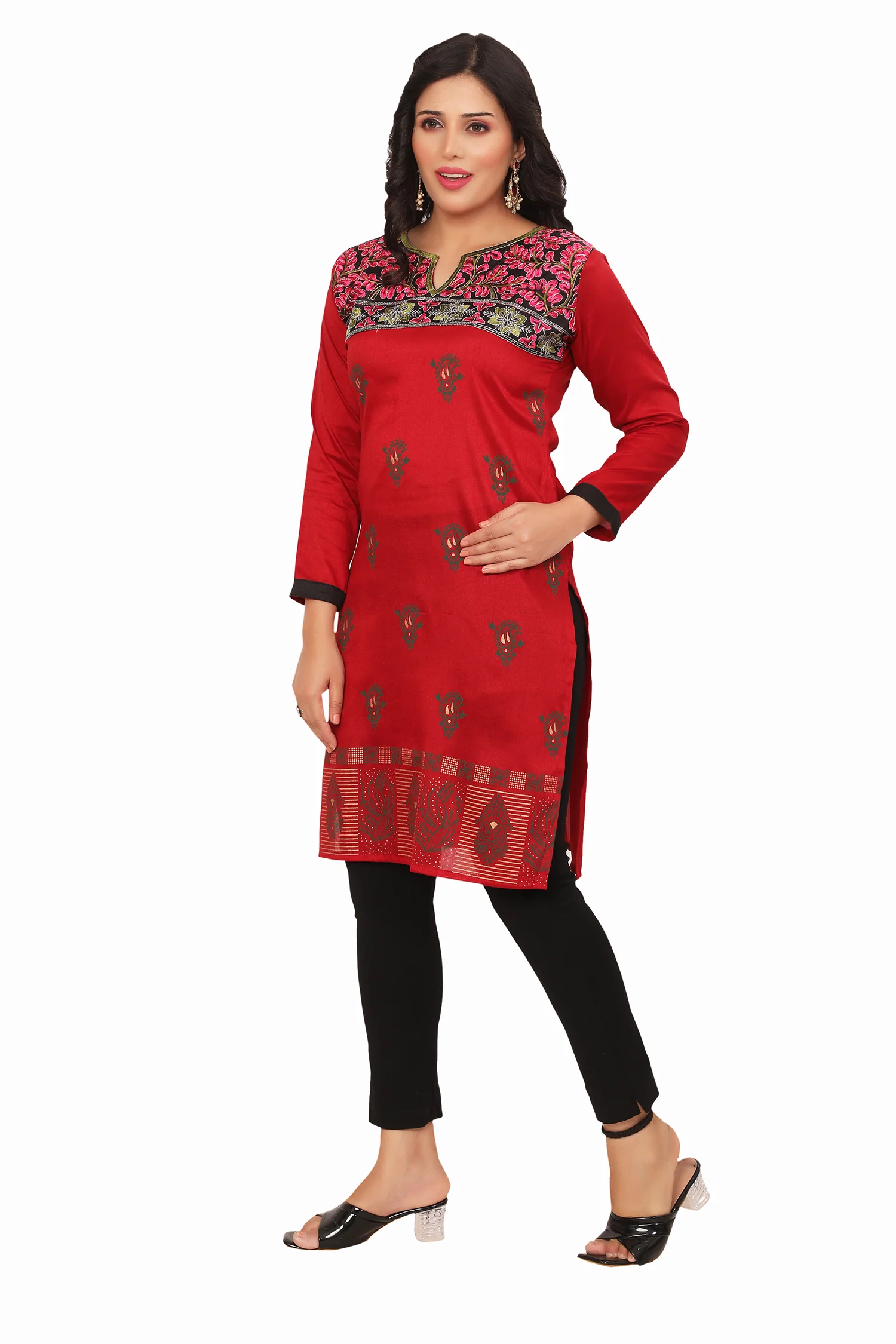Exquisite Red Short Kurti for Women - Buy Indian Kurtis Online - Image 7