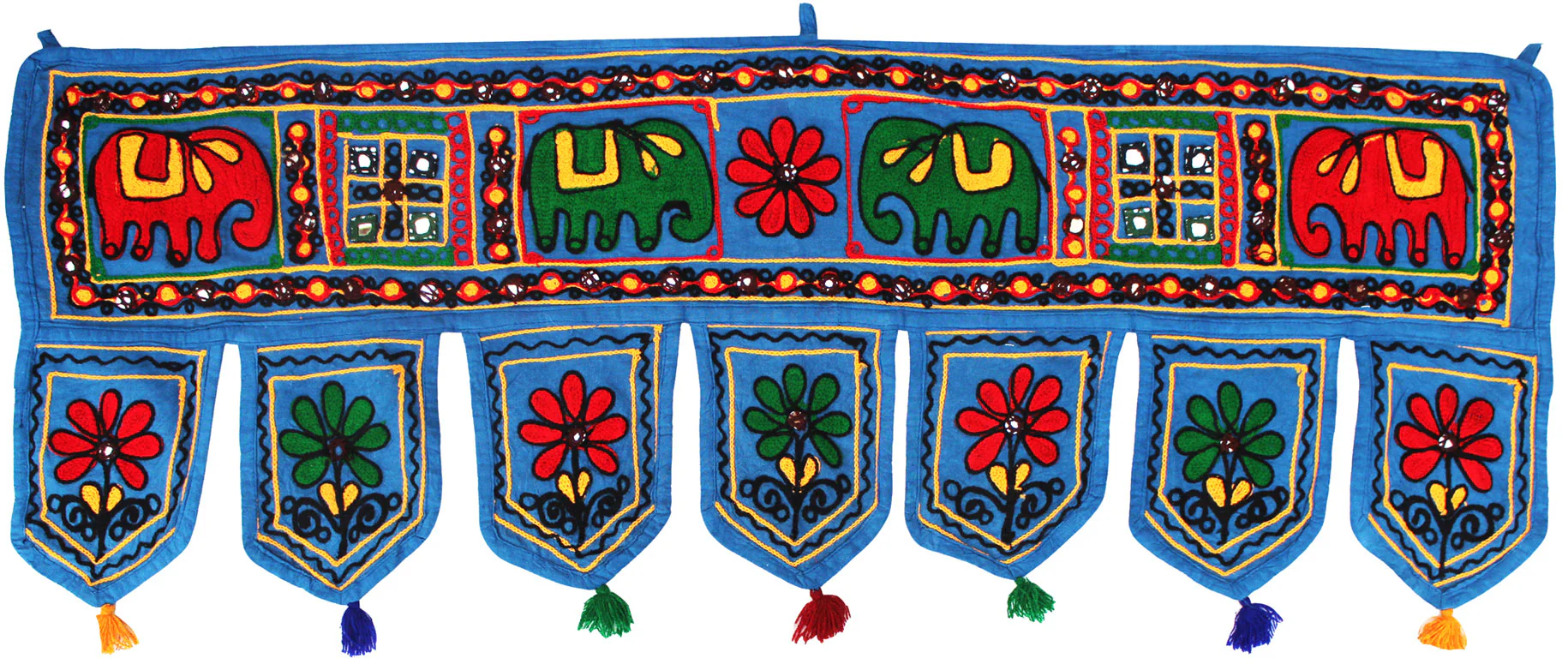 Handmade Indian Door Hanging Toran Decoration India (Blue, 34 x 13 inches)