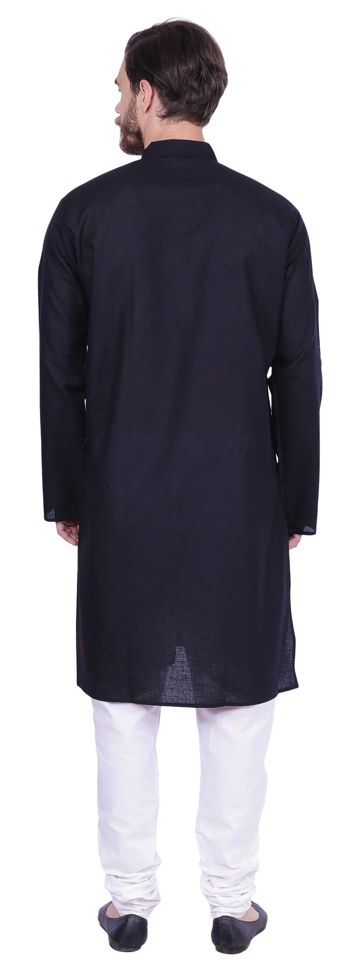 India Cotton Men's Kurta Pyjama Indian Clothing Party Dress (Black) - Image 3