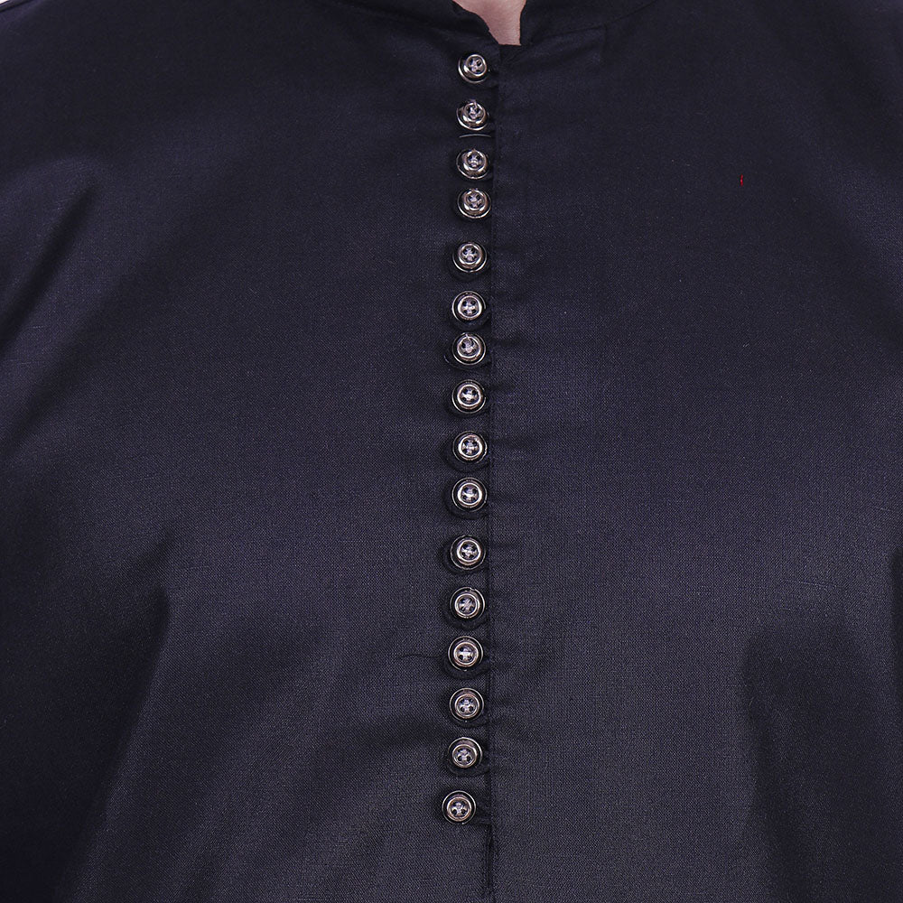 India Cotton Men's Kurta Pyjama Indian Clothing Party Dress (Black) - Image 4