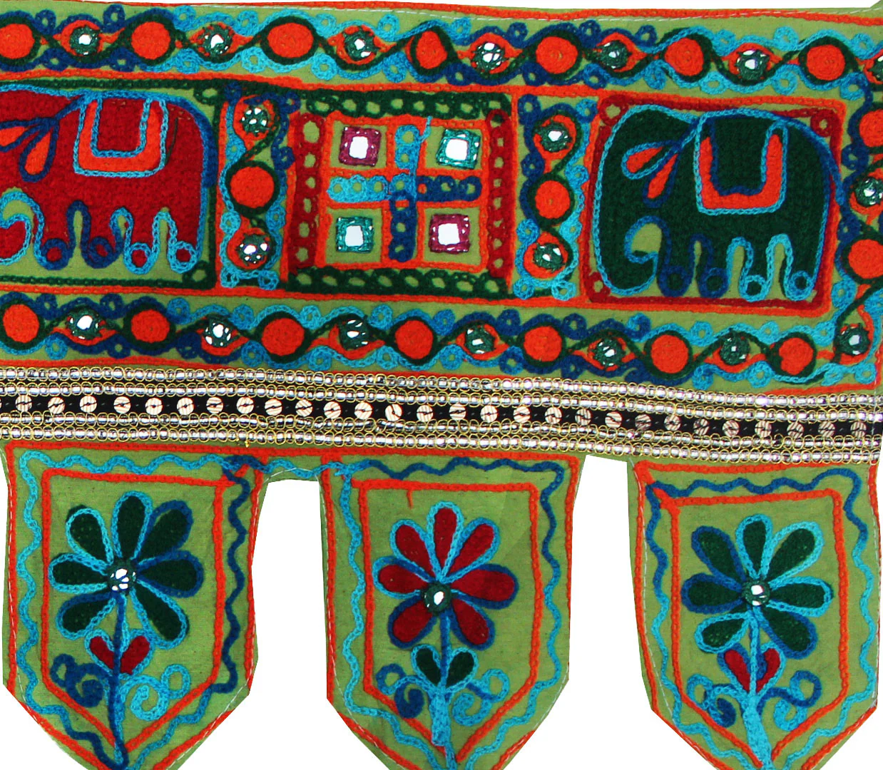 India Décor Handmade Toran Door Hanging Decoration (Green, 34 x 13 inches) - Image 2