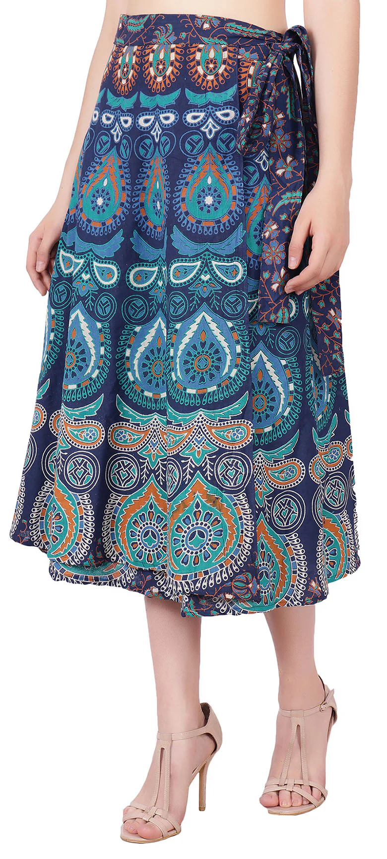India Long Skirt Women's Cotton Ethnic Indian Clothing (Blue, One Size) - Image 2