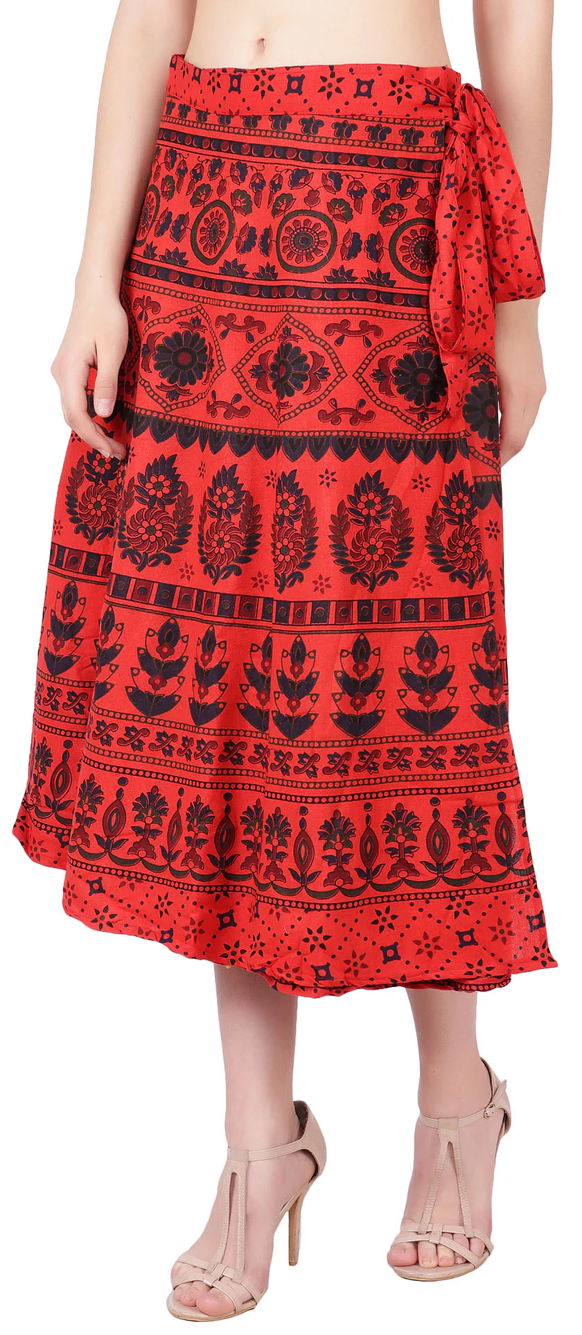 India Skirt Women's Cotton Ethnic Indian Clothing (Red, One Size) - Image 2