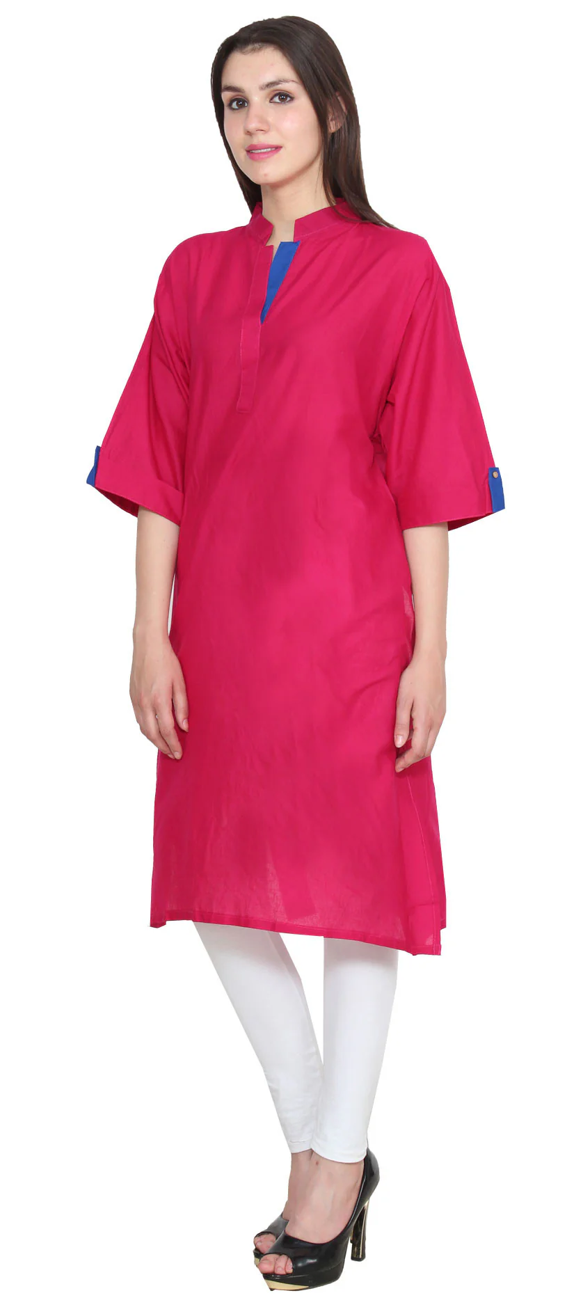 India Tunic Cotton Top Long Kurti Womens Indian Clothing (Pink) - Image 3