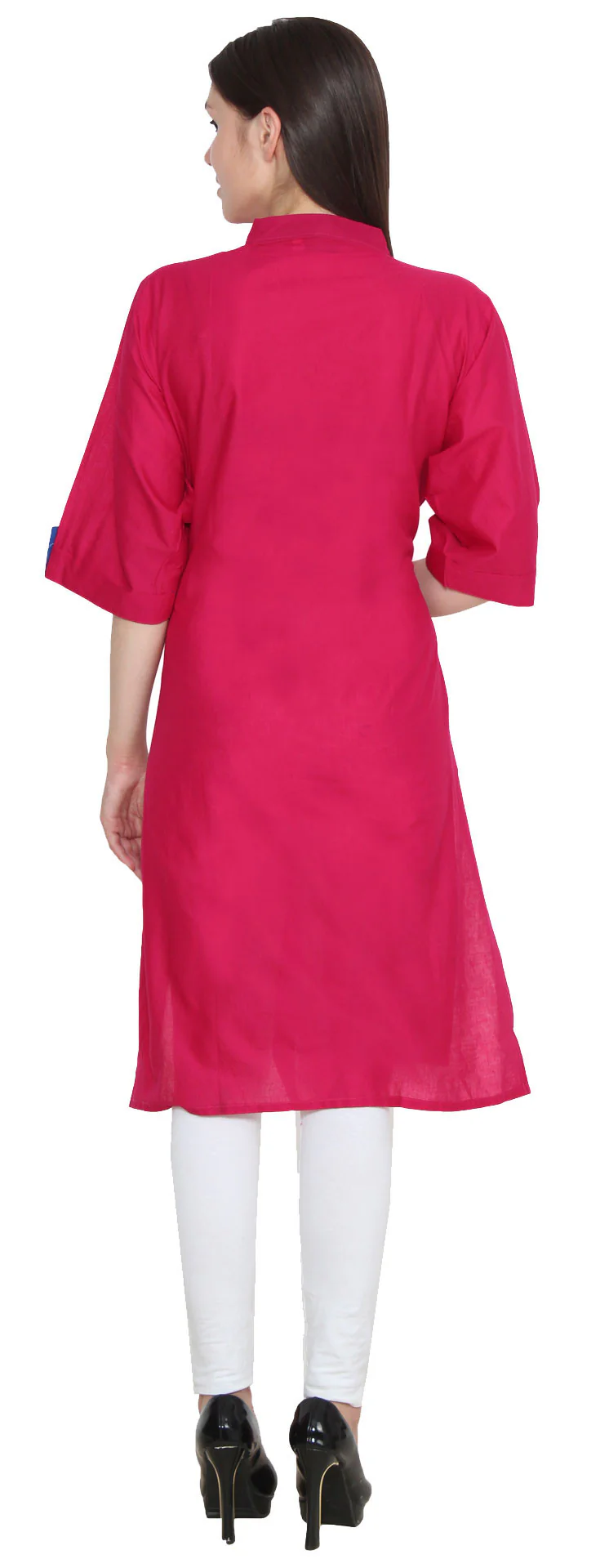 India Tunic Cotton Top Long Kurti Womens Indian Clothing (Pink) - Image 4