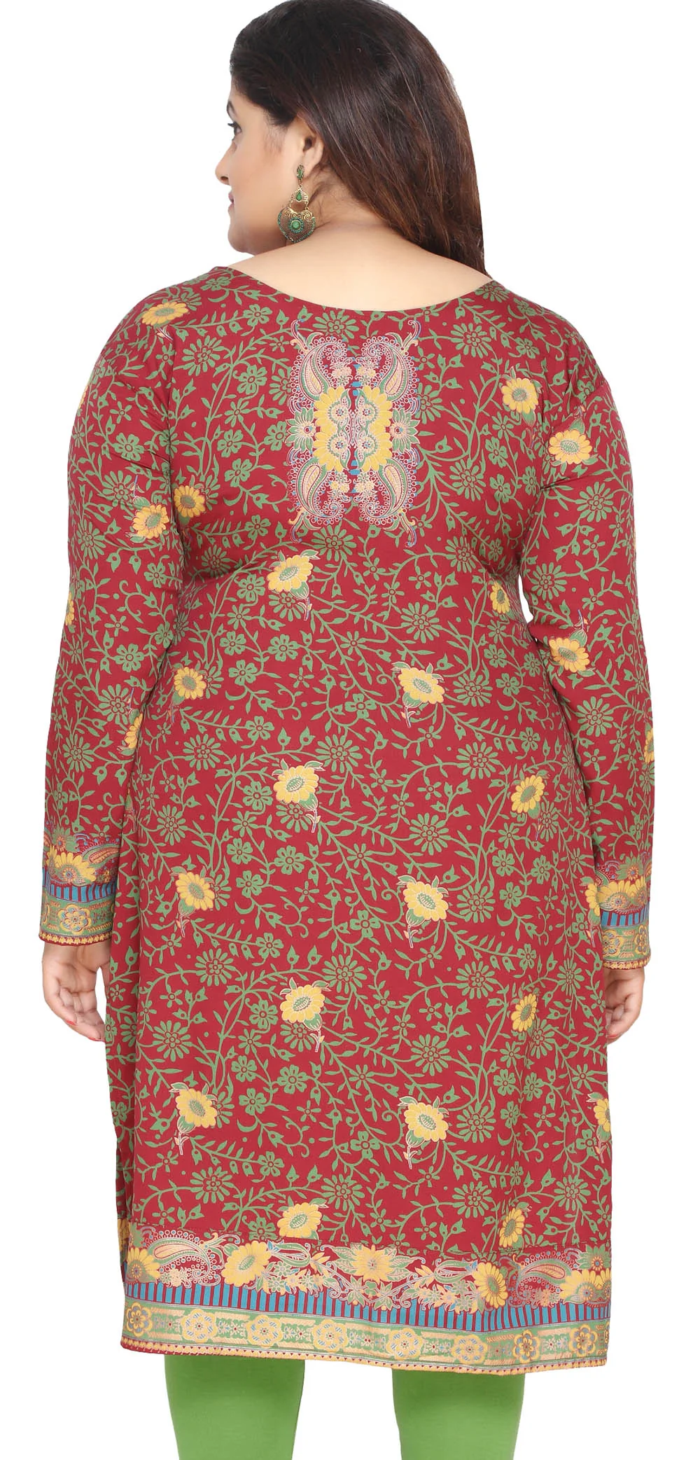 India Tunic Long Top Kurti Womens Plus Size Clothes (Red) - Image 4