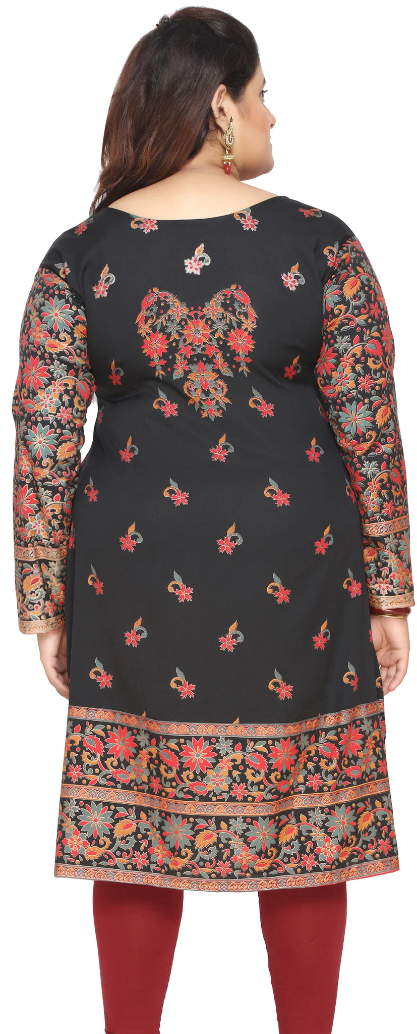 India Tunic Long Top Kurti Womens Plus Size Indian Clothes (Black) - Image 3