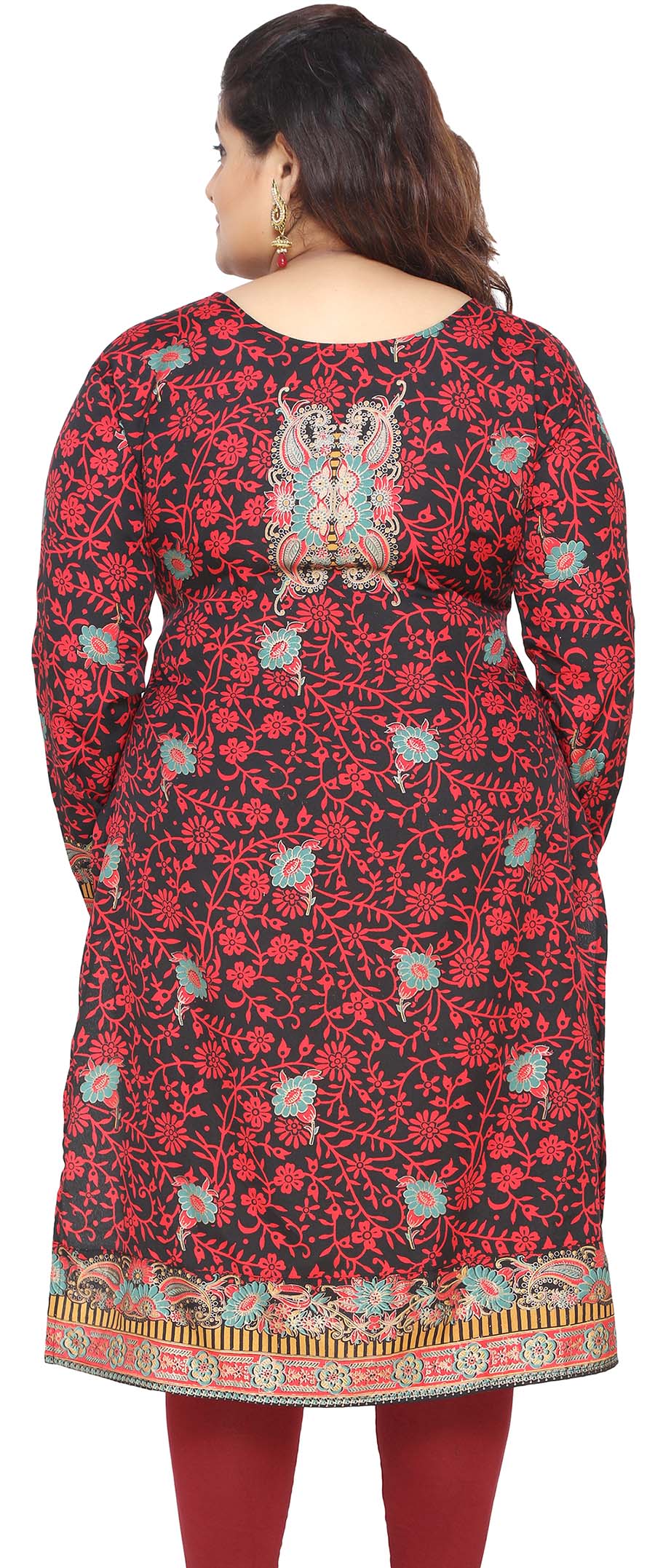 India Tunic Long Top Kurti Womens Plus Size Indian Clothes (Black) - Image 4