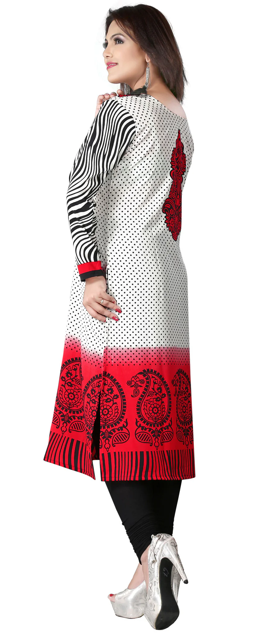 India Tunic Top Kurti Womens Long Blouse Indian Apparel (Red) - Image 3