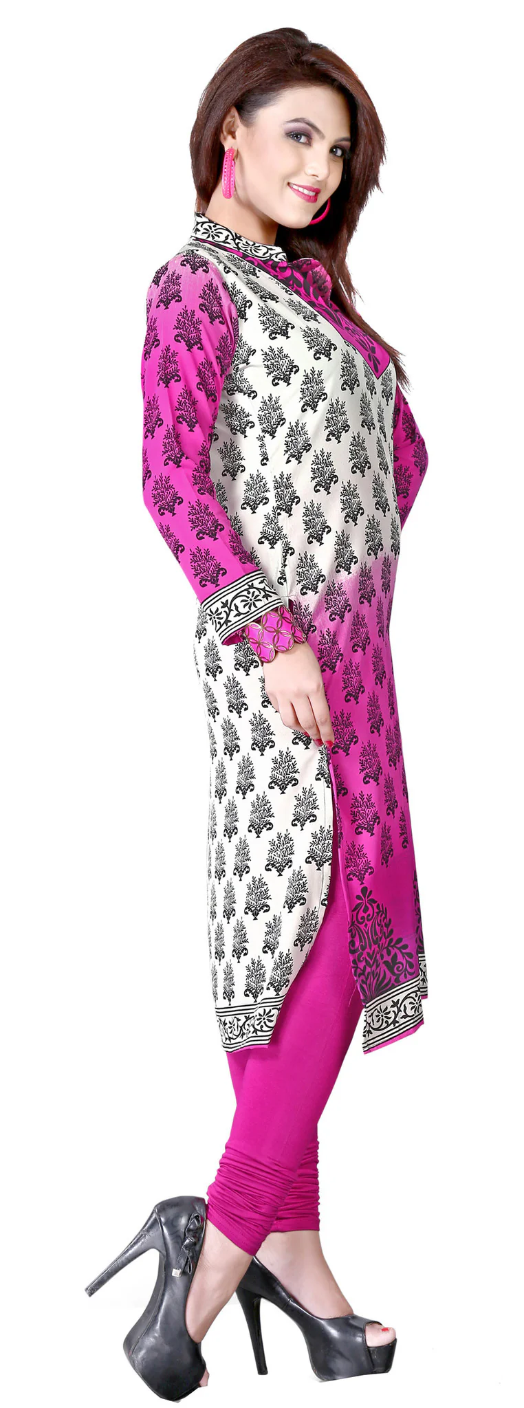 India Tunic Top Kurti Womens Printed Blouse Indian Apparel (Pink) - Image 3
