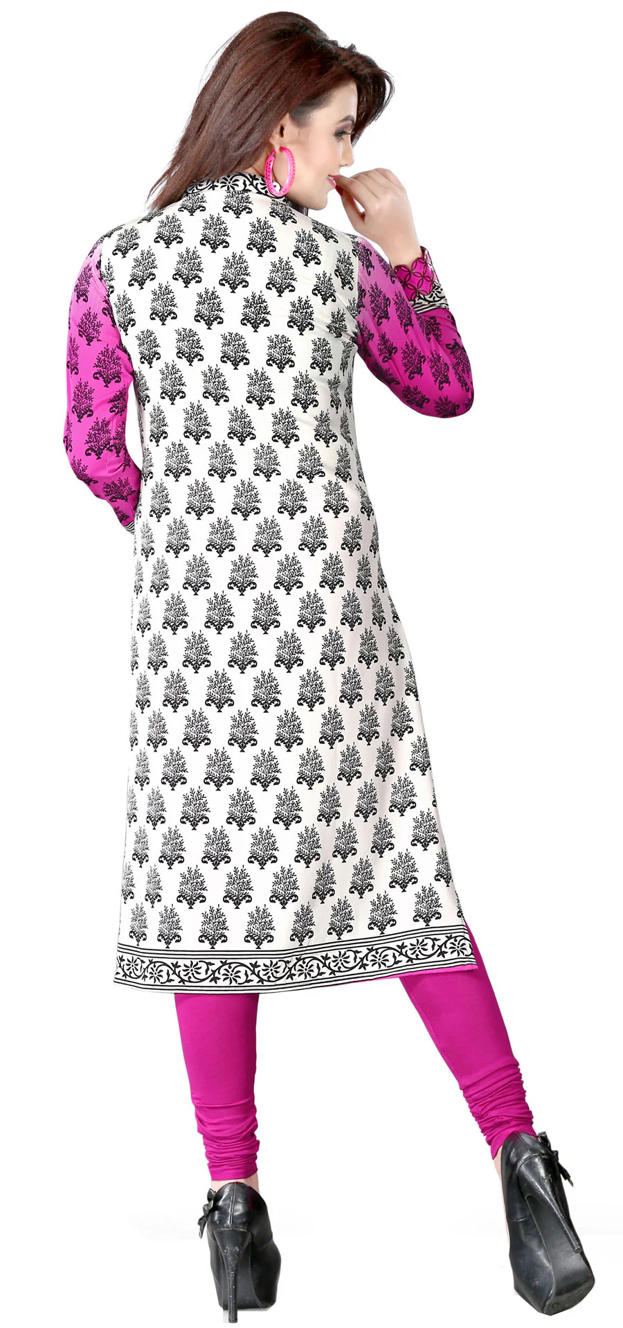India Tunic Top Kurti Womens Printed Blouse Indian Apparel (Pink) - Image 4