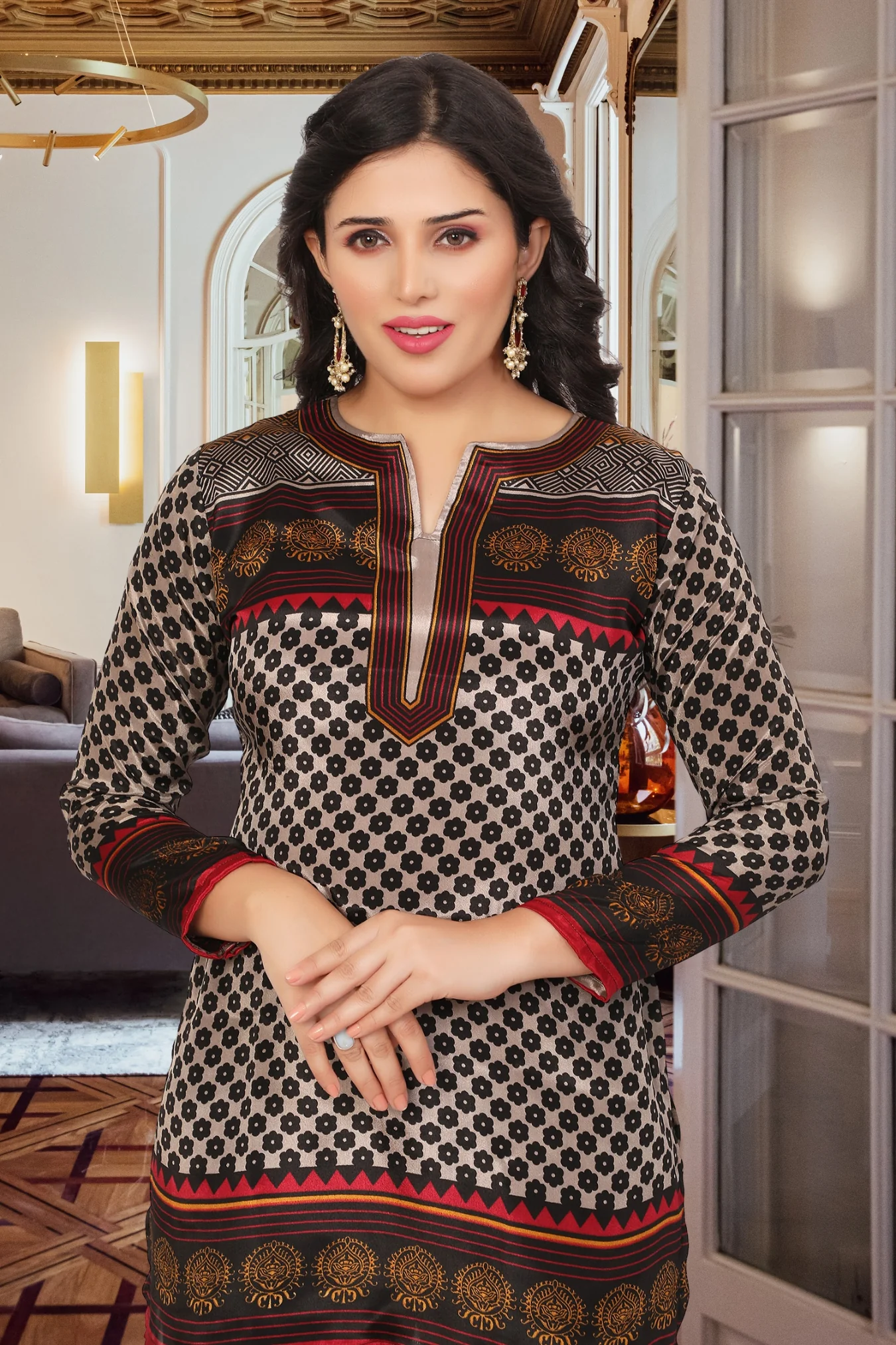 India Tunic Top Short Kurti Women's Printed Indian Clothing (Magenta)