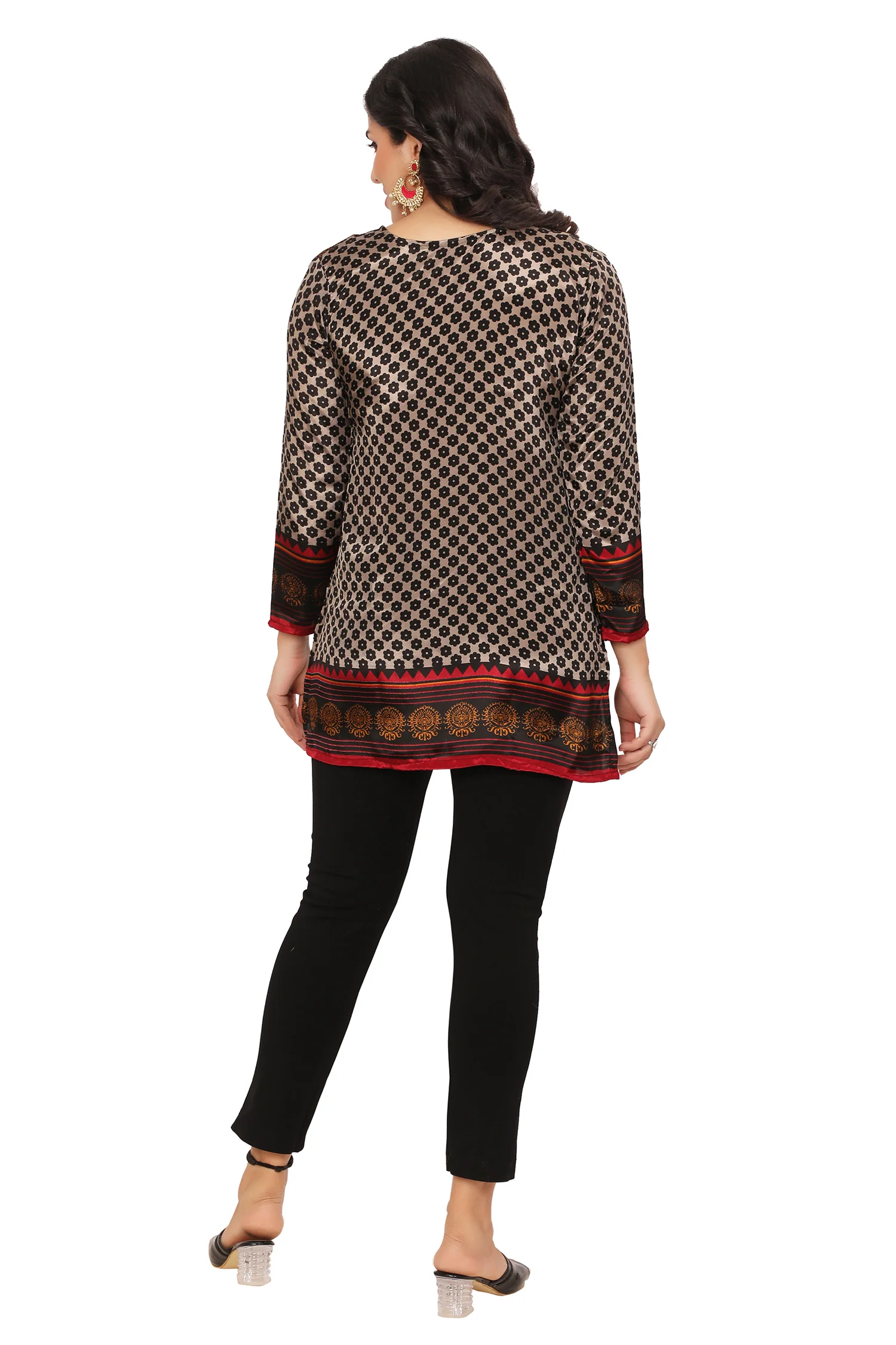 India Tunic Top Short Kurti Women's Printed Indian Clothing (Magenta) - Image 2