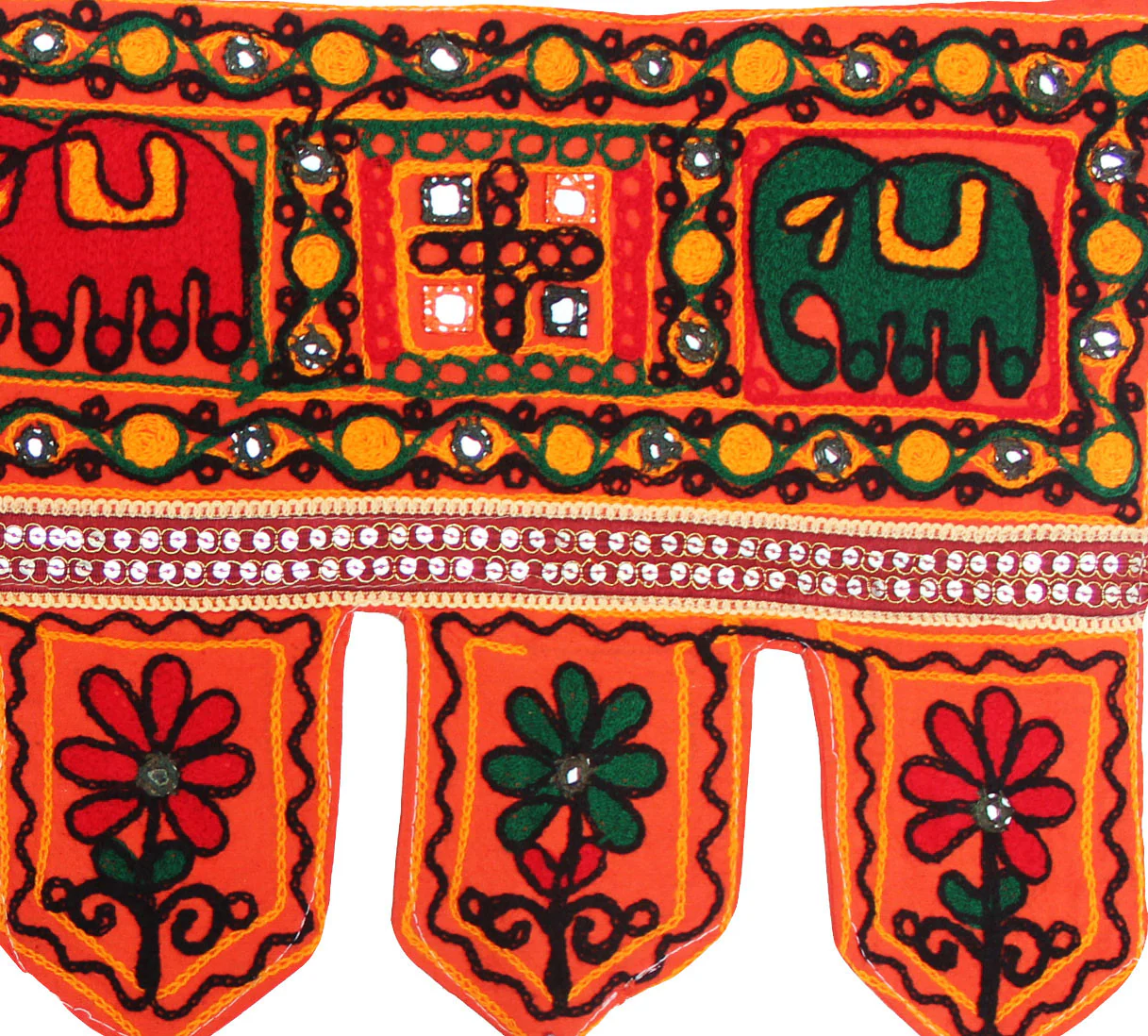 India Wall Door Hanging Toran Indian Tapestry Home Decor (Orange, 34 x 13 inches) - Image 2