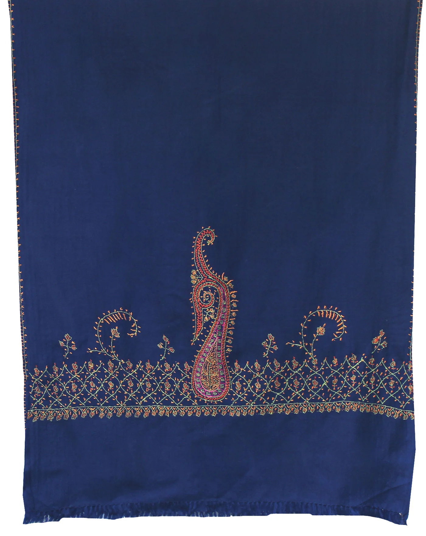 India Wool Shawl Hand Embroidered Womens Gift (Blue) - Image 2