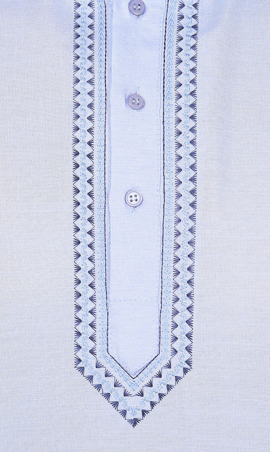 India Clothing Cotton Short Kurta Shirt for Men (Light Blue) - Image 5