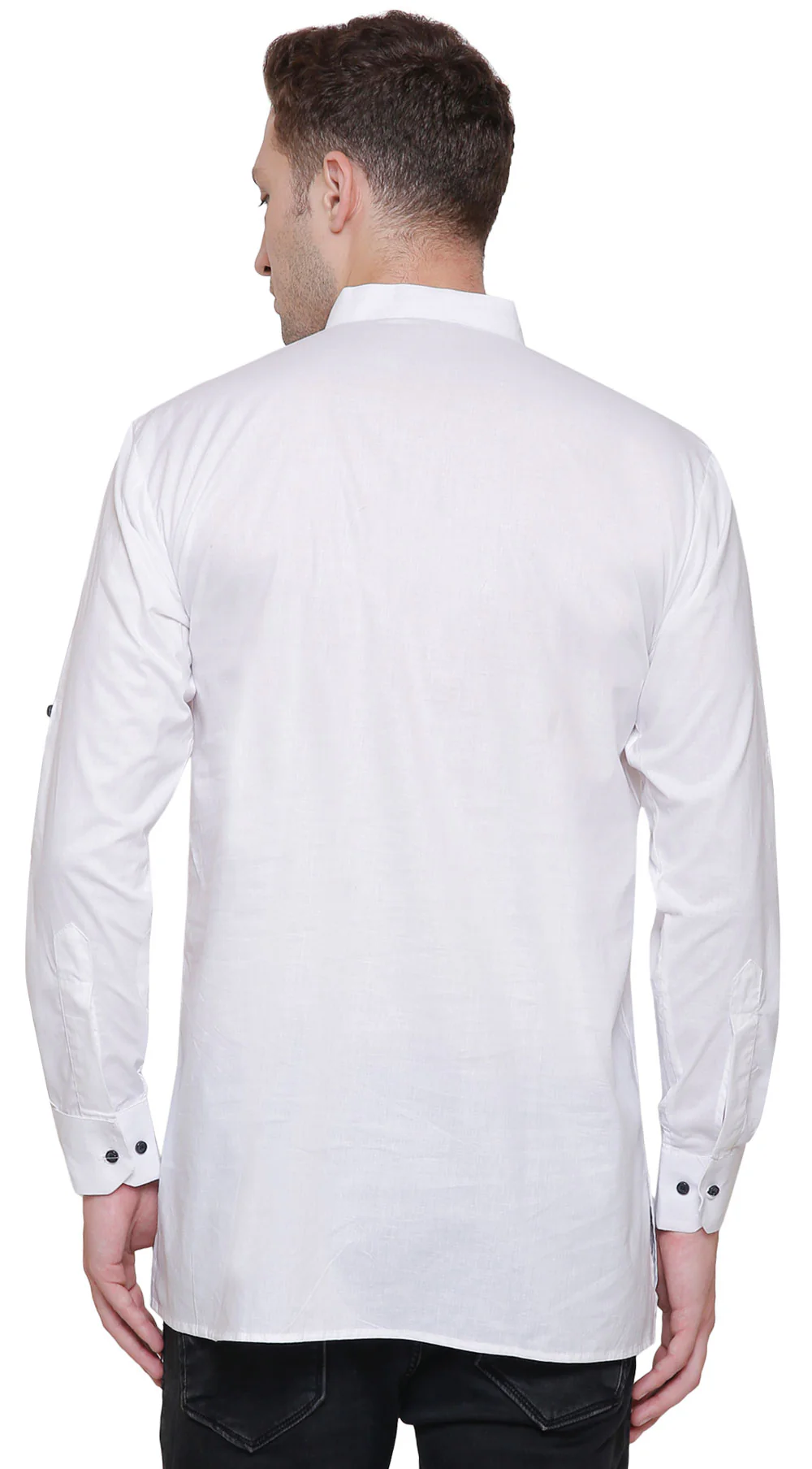 Indian Clothing Fashion Mens Designer Kurta Cotton (White) - Image 3