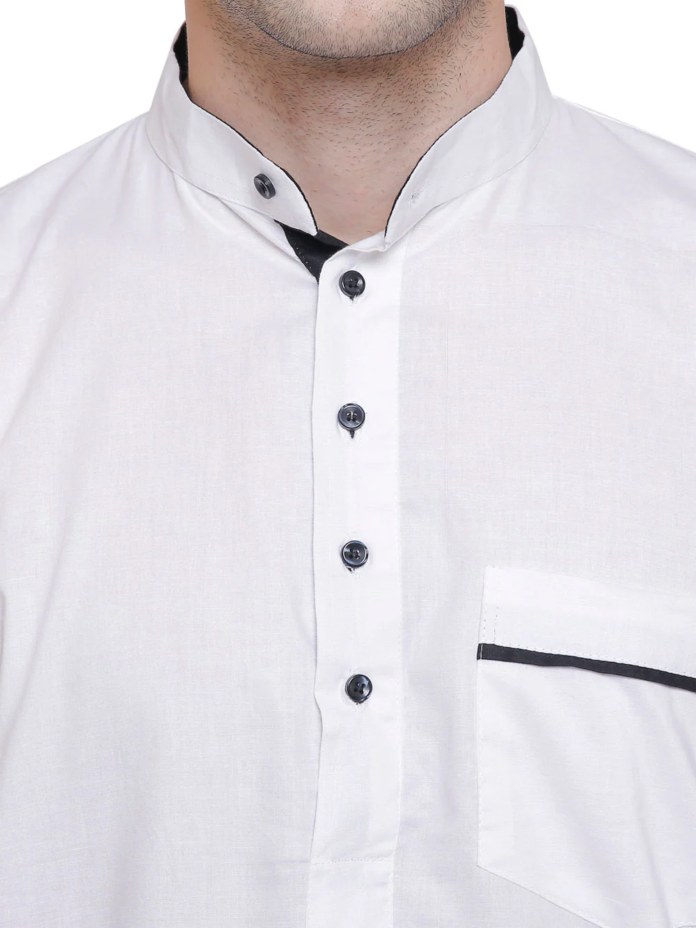 Indian Clothing Fashion Mens Designer Kurta Cotton (White) - Image 4