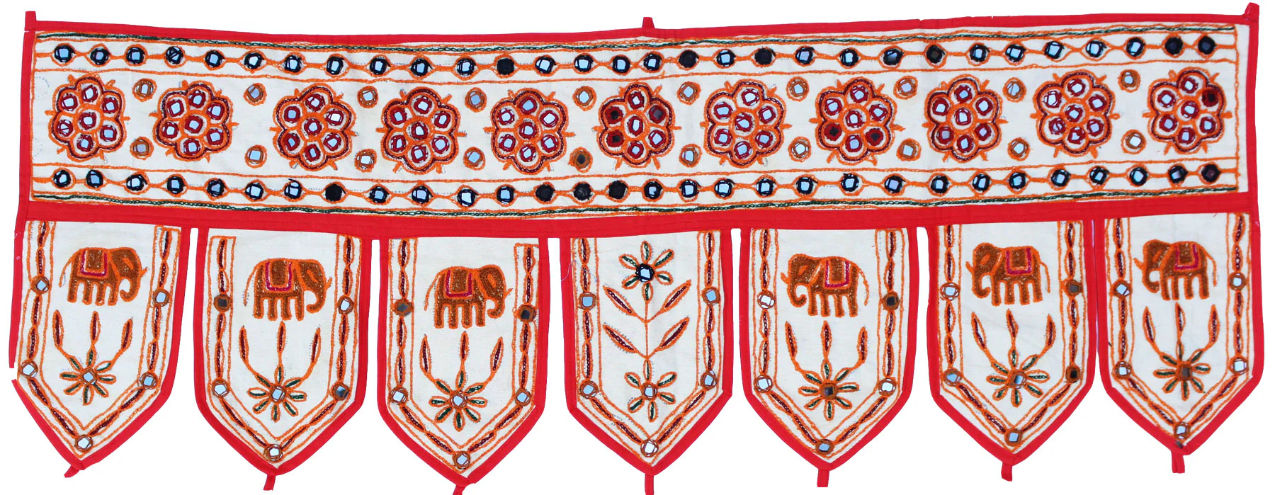 Indian Door Decoration Toran Window Valance Handmade (Off-White, 38 x 13.5 inches)