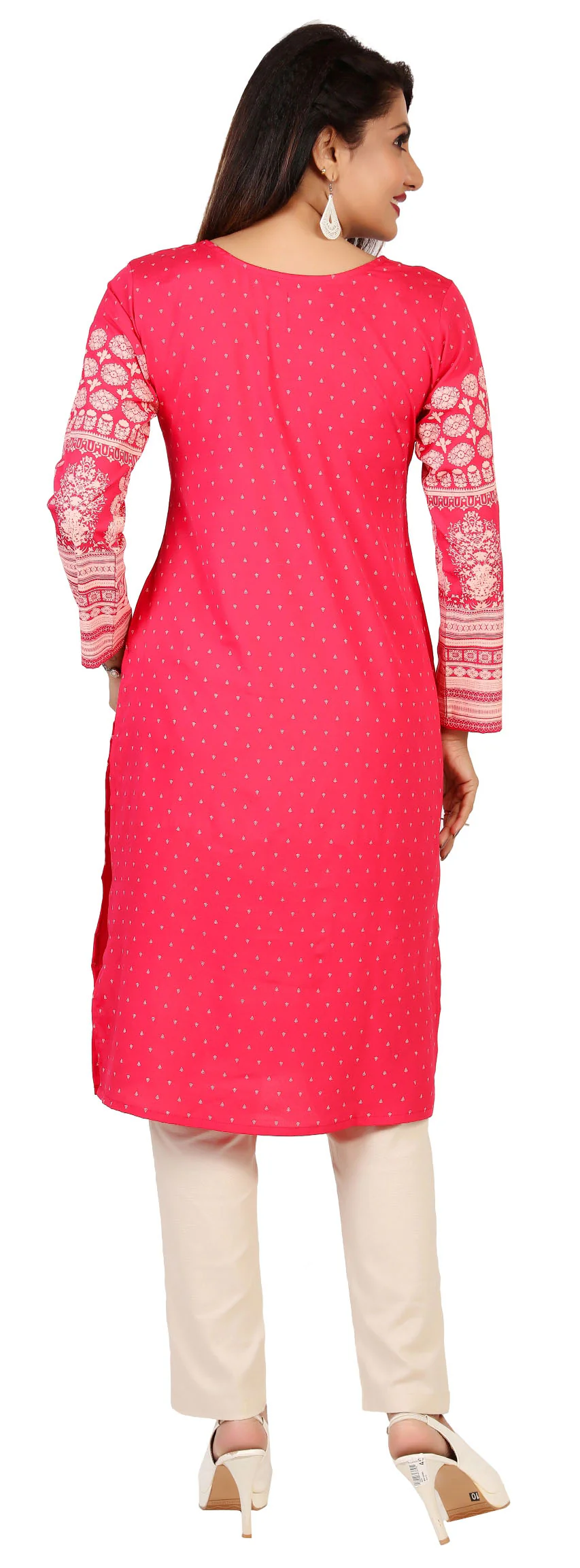 Indian Kurta for Women Long Tunic Tops (Pink) - Image 2