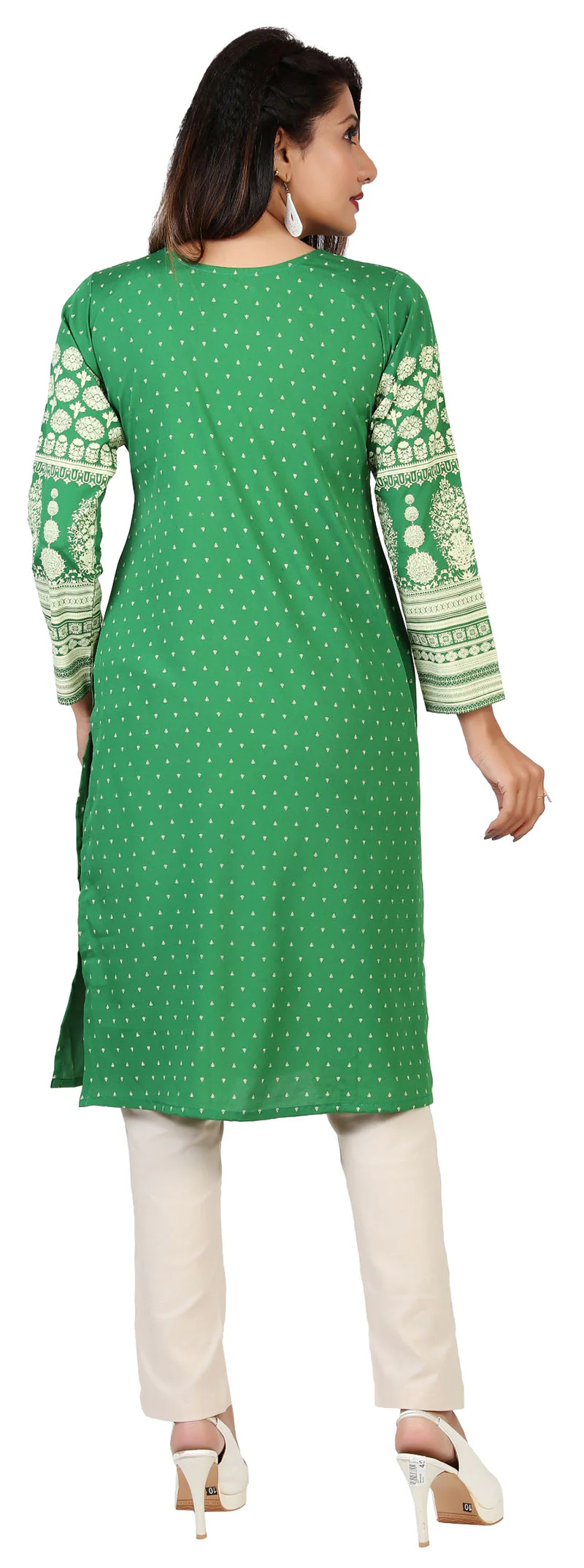 Indian Kurta for Women Long Tunic Tops (Green) - Image 2