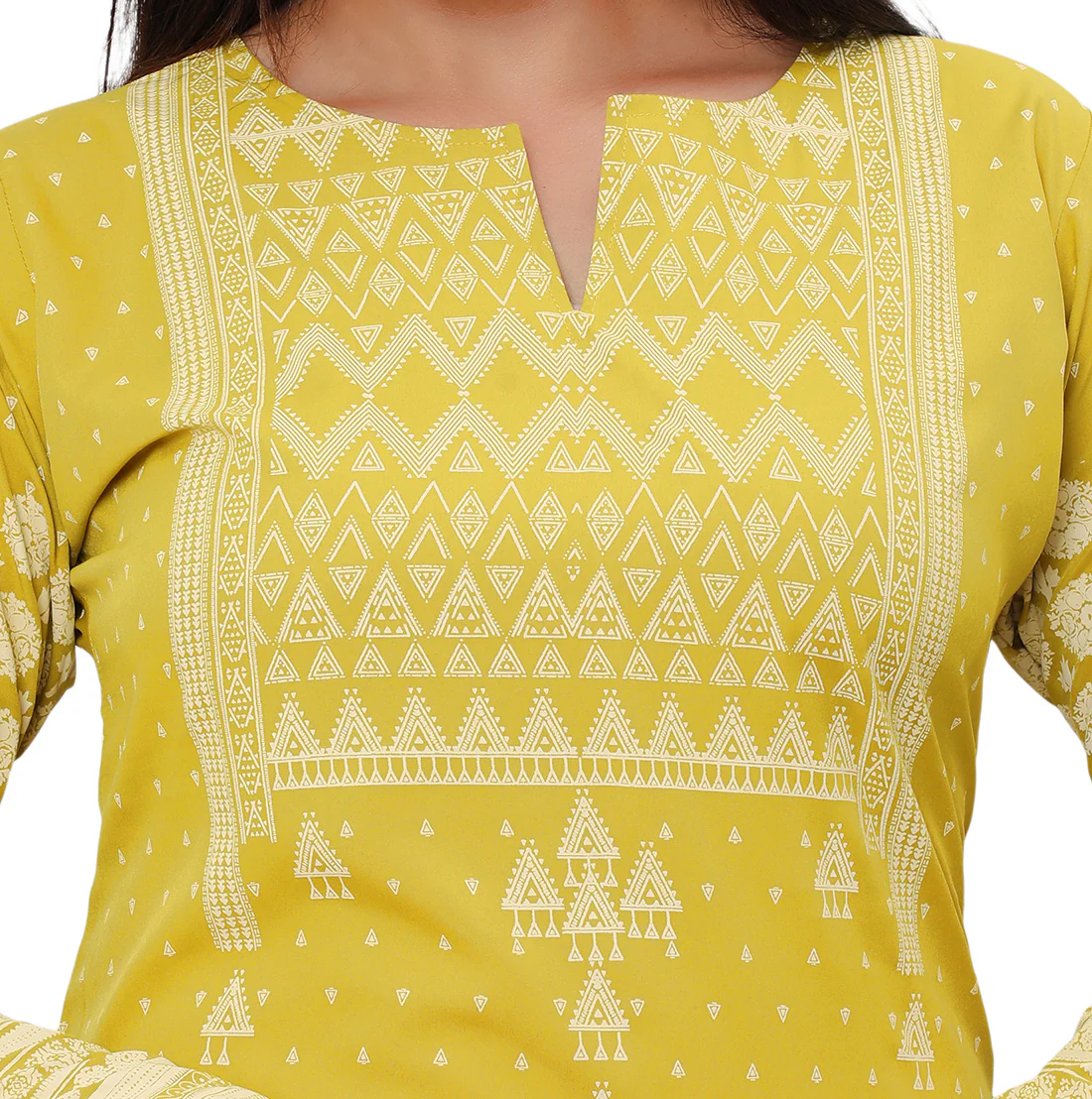 Long Indian Kurta for Women Tunic Tops (Olive Green) - Image 4