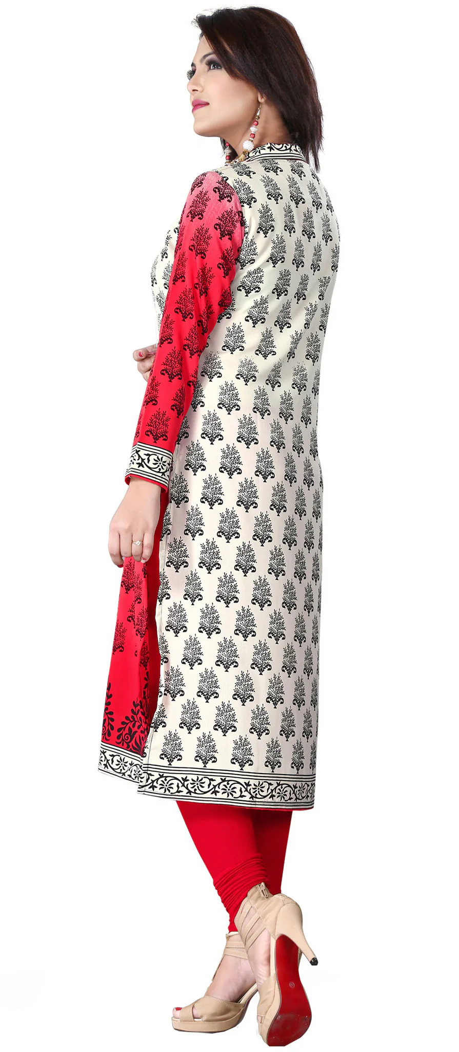 Indian Kurti Top Tunic Printed Womens Blouse India Clothes (Red) - Image 2