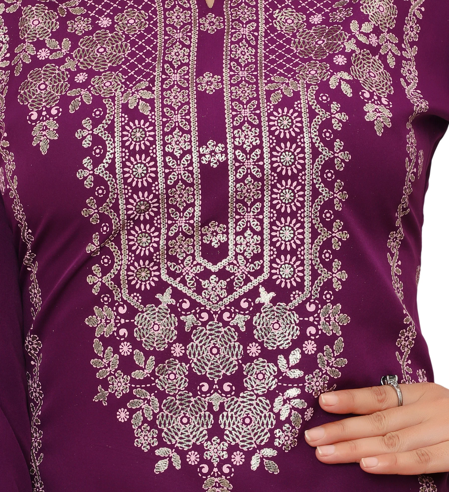 Indian Kurtis for Women Long Tunic Top Kurta (Purple) - Image 4